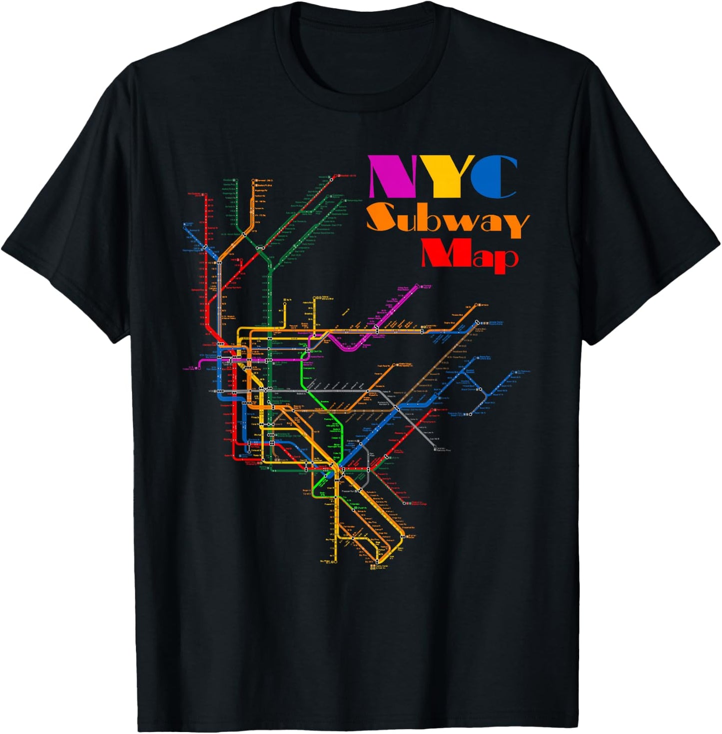 New York City Subway Map Shirt NYC Metro Map Gift T-Shirt - T-Shirt | Black