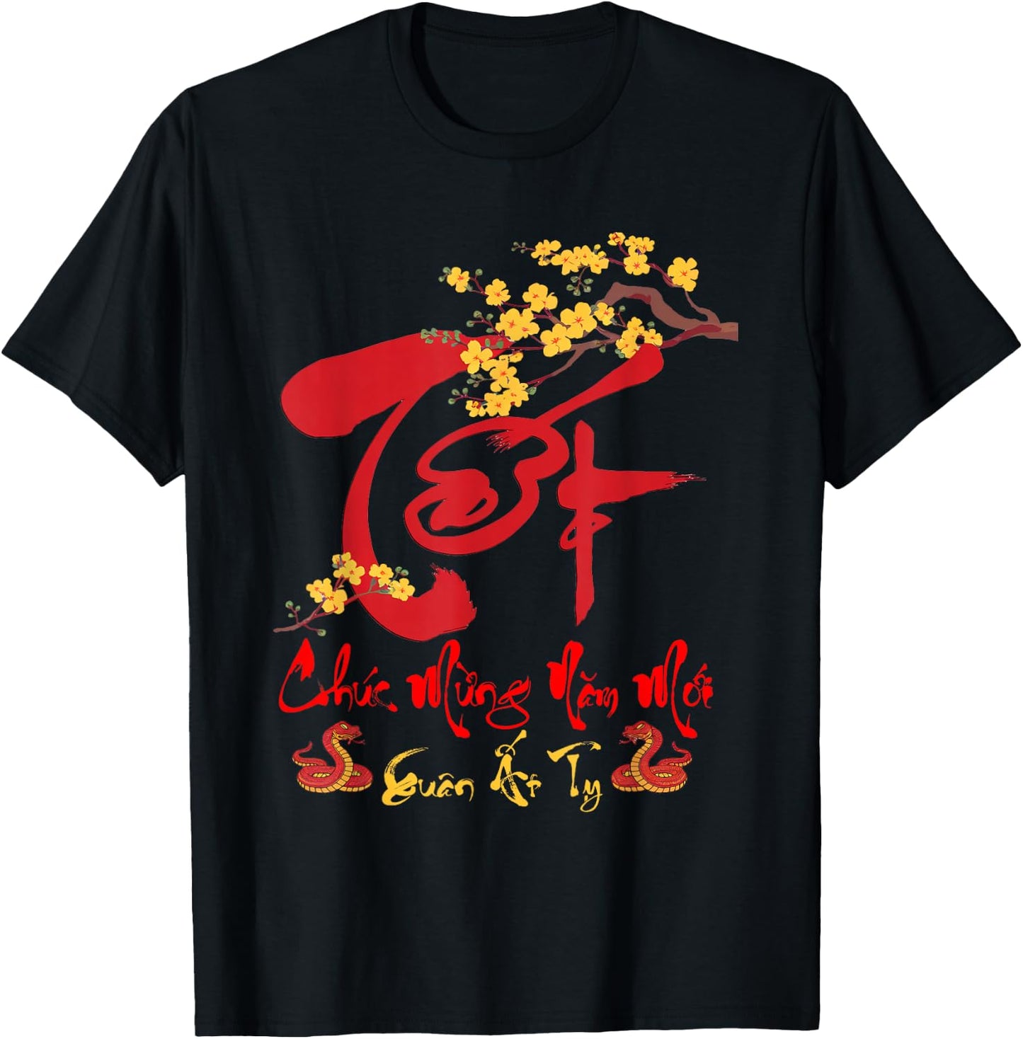 Vietnamese New Year 2025 Chuc Mung Nam Moi Tet At Ty 2025 T-Shirt - T-Shirt | Black