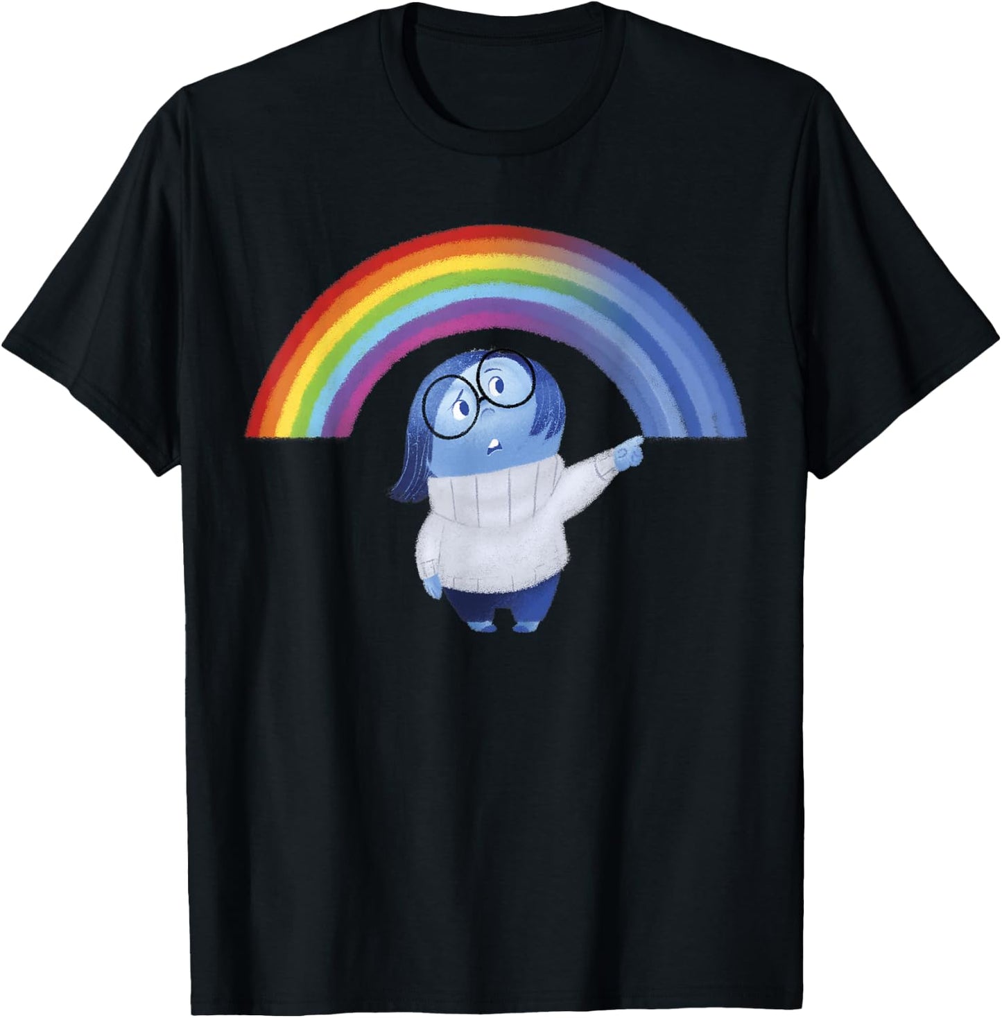 Disney Pixar Inside Out Sadness Rainbow Blue Gradient Logo T-Shirt - T-Shirt | Black