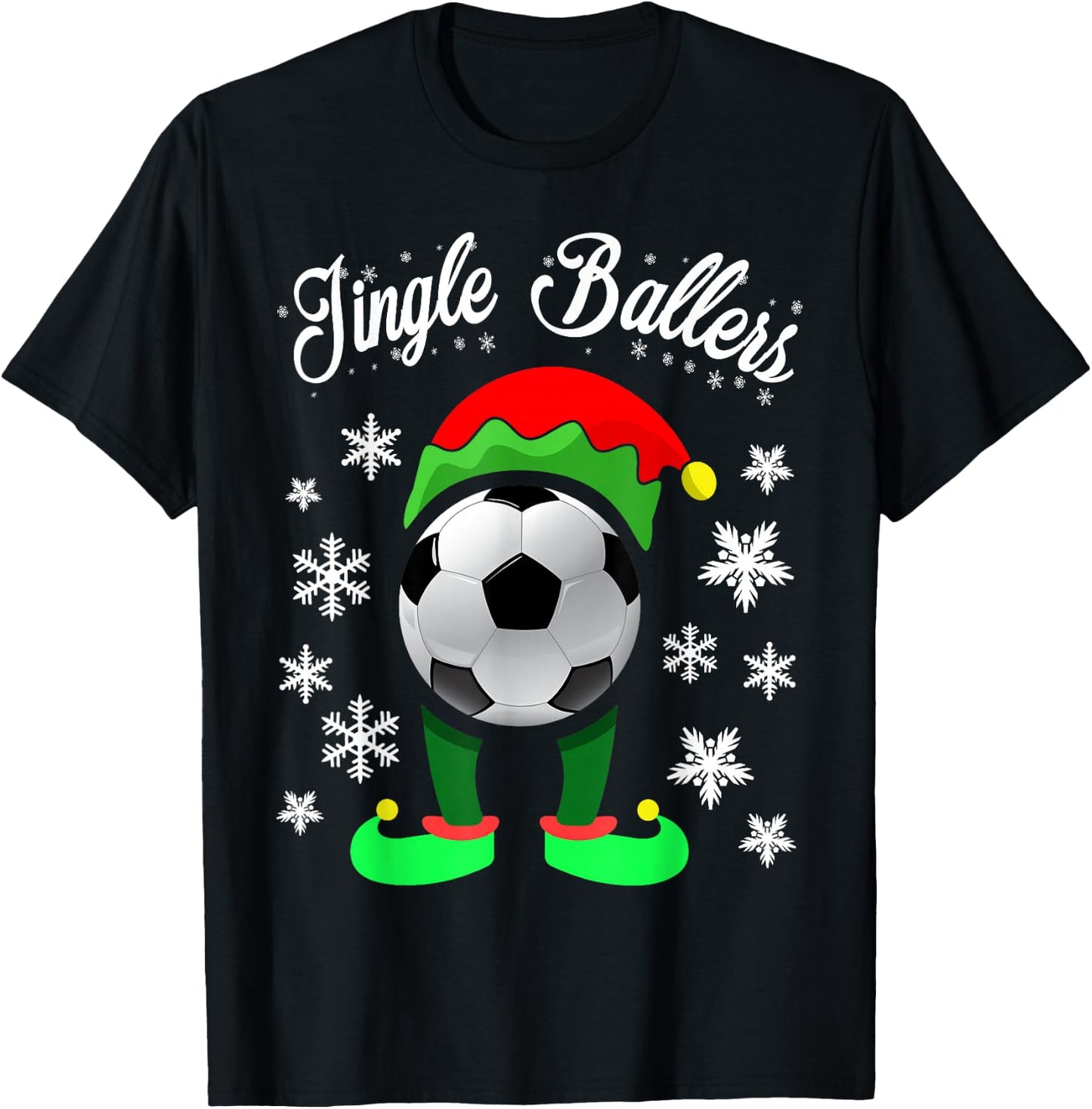 Jingle Ballers Christmas Soccer Football Elf T-Shirt - T-Shirt | Black