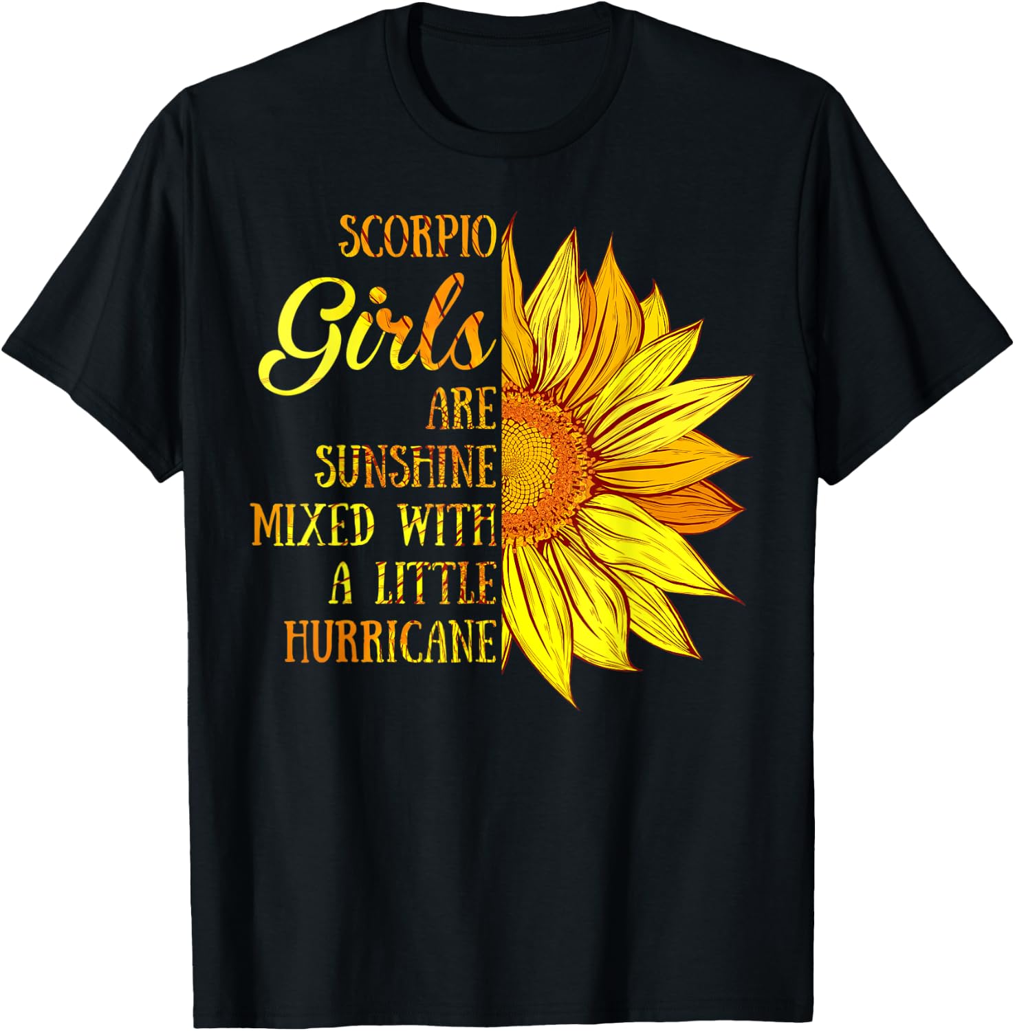 Scorpio Girls Sunshine Mixed Hurricane Sunflower T-Shirt - T-Shirt | Black