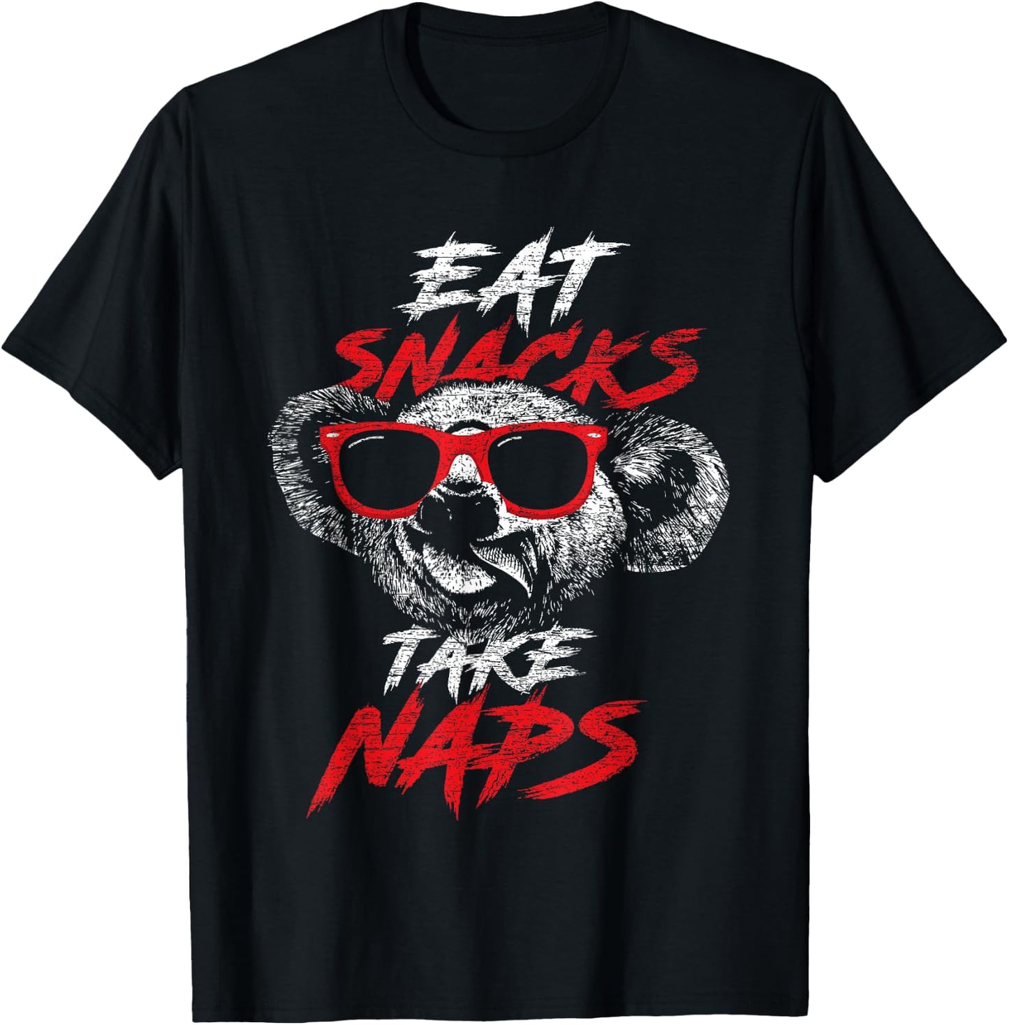 Koala Bear Shirt Eat Snacks Take Naps T-Shirt - T-Shirt | Black