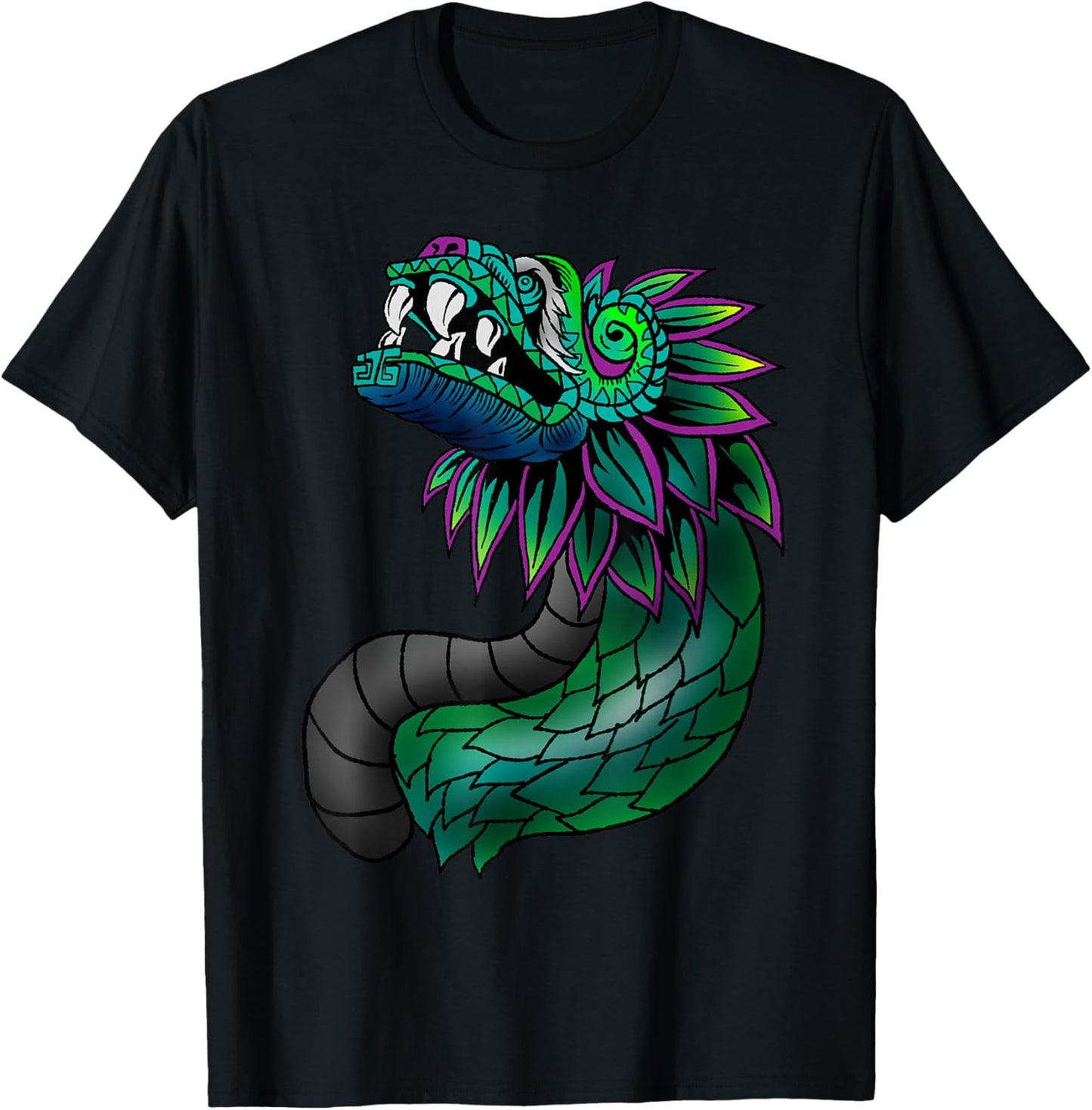 Aztec God Quetzalcoatl Cool Snake Dragon Inca Maya Gift T-Shirt - T-Shirt | Black