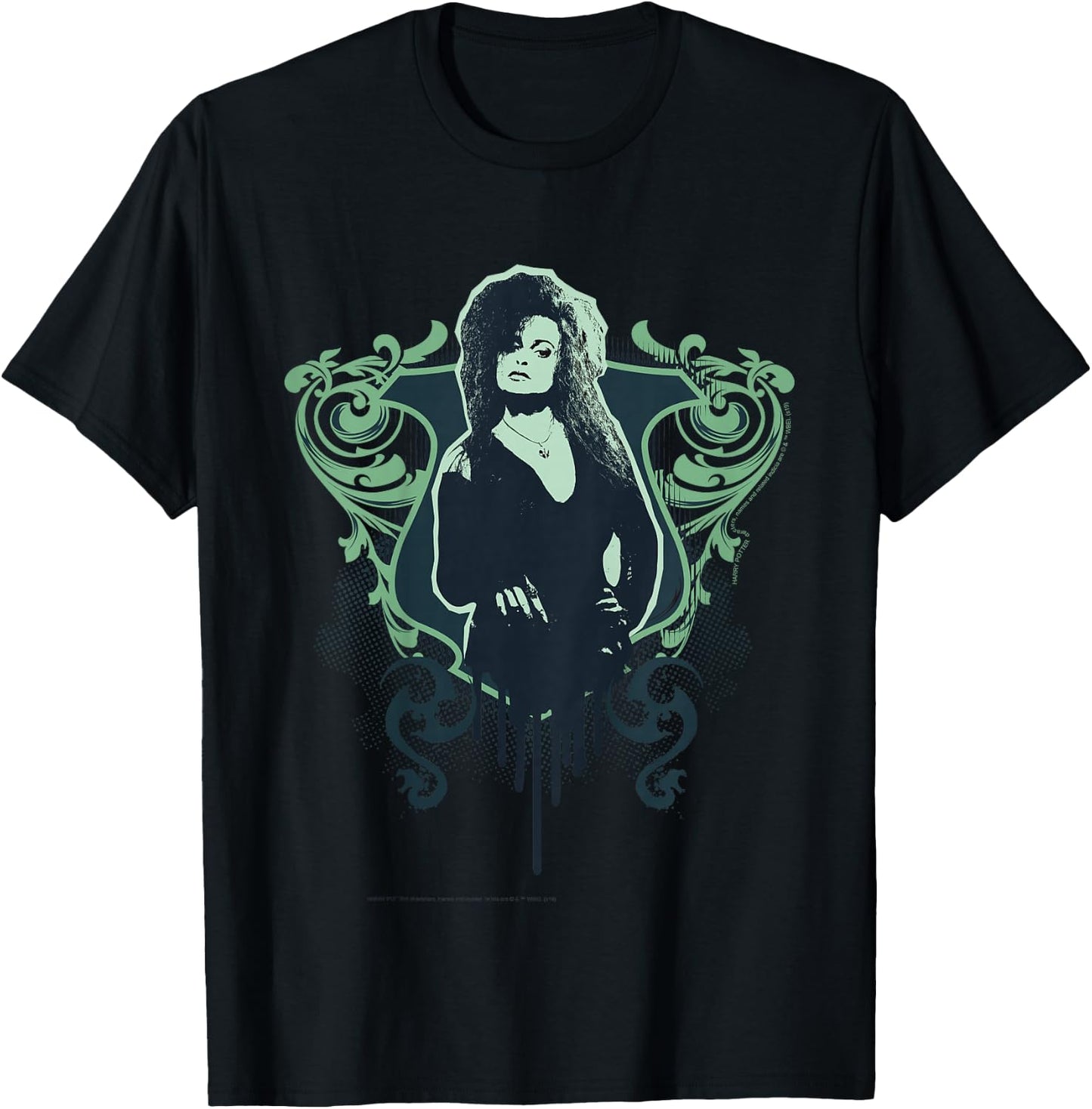 Kids Harry Potter Bellatrix Lestrange Paint Drip Portrait T-Shirt - T-Shirt | Black