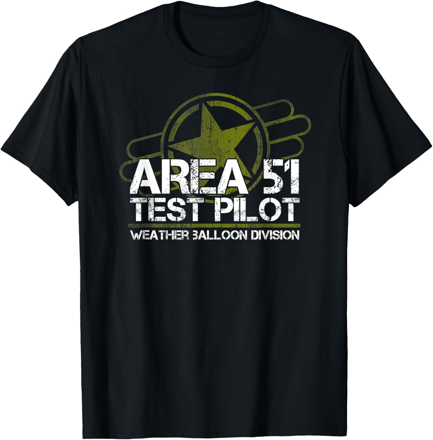 Area 51 UFO Test Pilot, Alien, Roswell, Weather Balloon T-Shirt - T-Shirt | Black