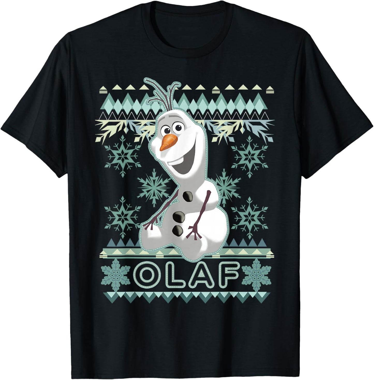Disney Frozen Olaf Vintage Ugly Christmas Sweater T-Shirt - T-Shirt | Black