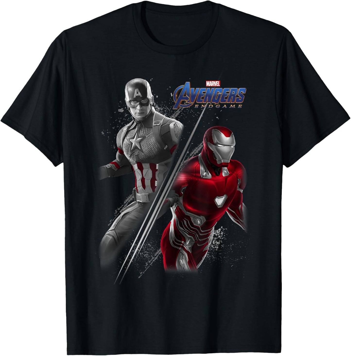 Marvel Avengers Endgame Captain America Iron Man Poster T-Shirt - T-Shirt | Black