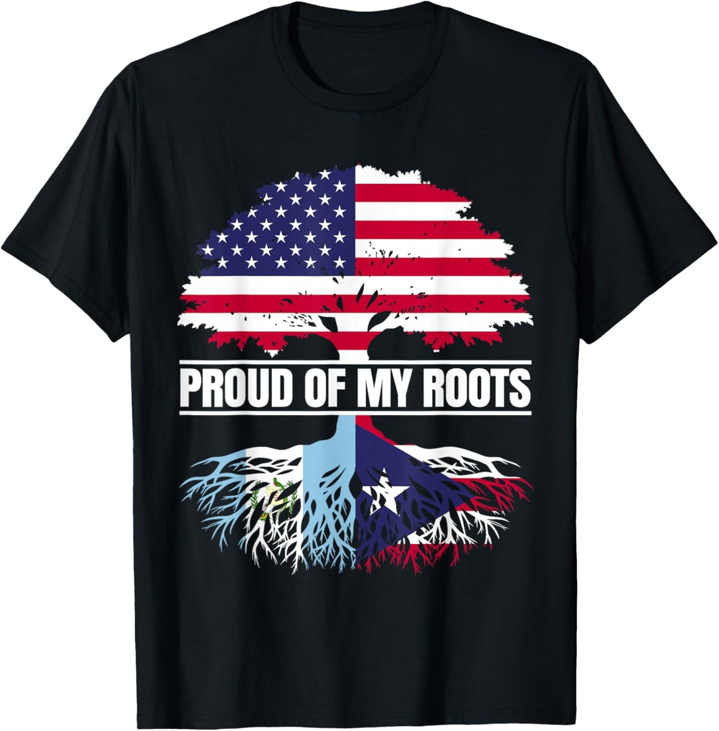 Guatemala Boricua Mix Proud of Roots Guatemalan Puerto Rican T-Shirt - T-Shirt | Black