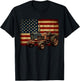 Farm Tractor Patriotic USA American Flag 4th of July Farming T-Shirt - T-Shirt | Black