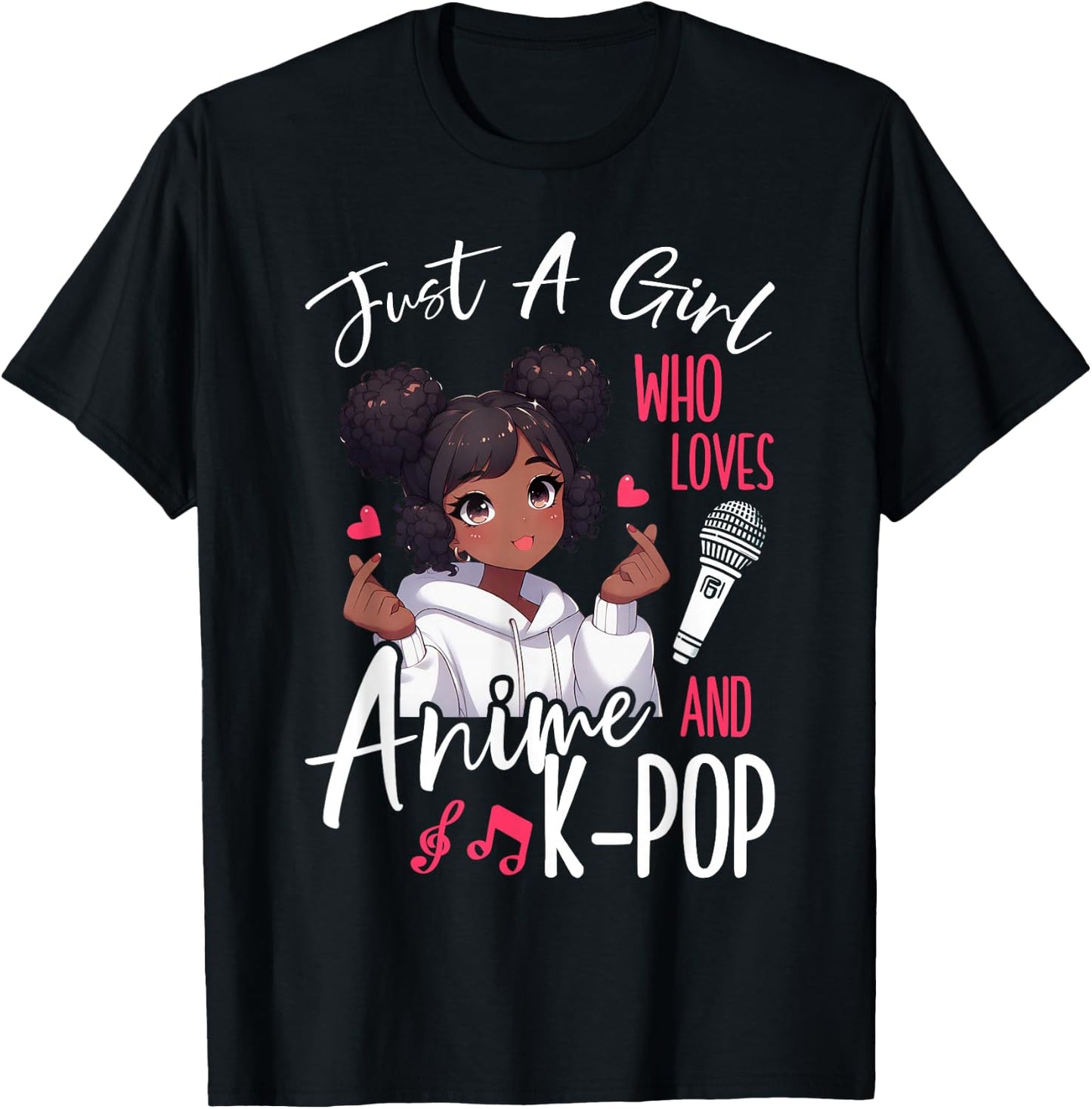Just A Girl Who Loves Anime and K-Pop African American Afro T-Shirt - T-Shirt | Black