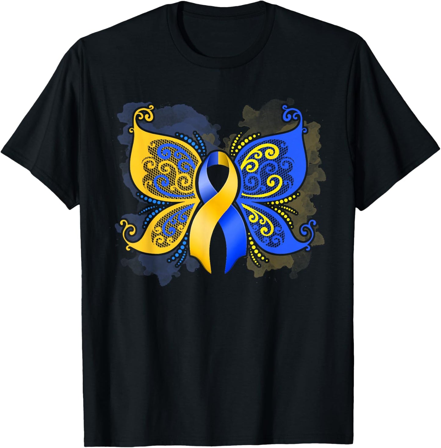 Down Syndrome Awareness Butterfly Gift T-Shirt - T-Shirt | Black