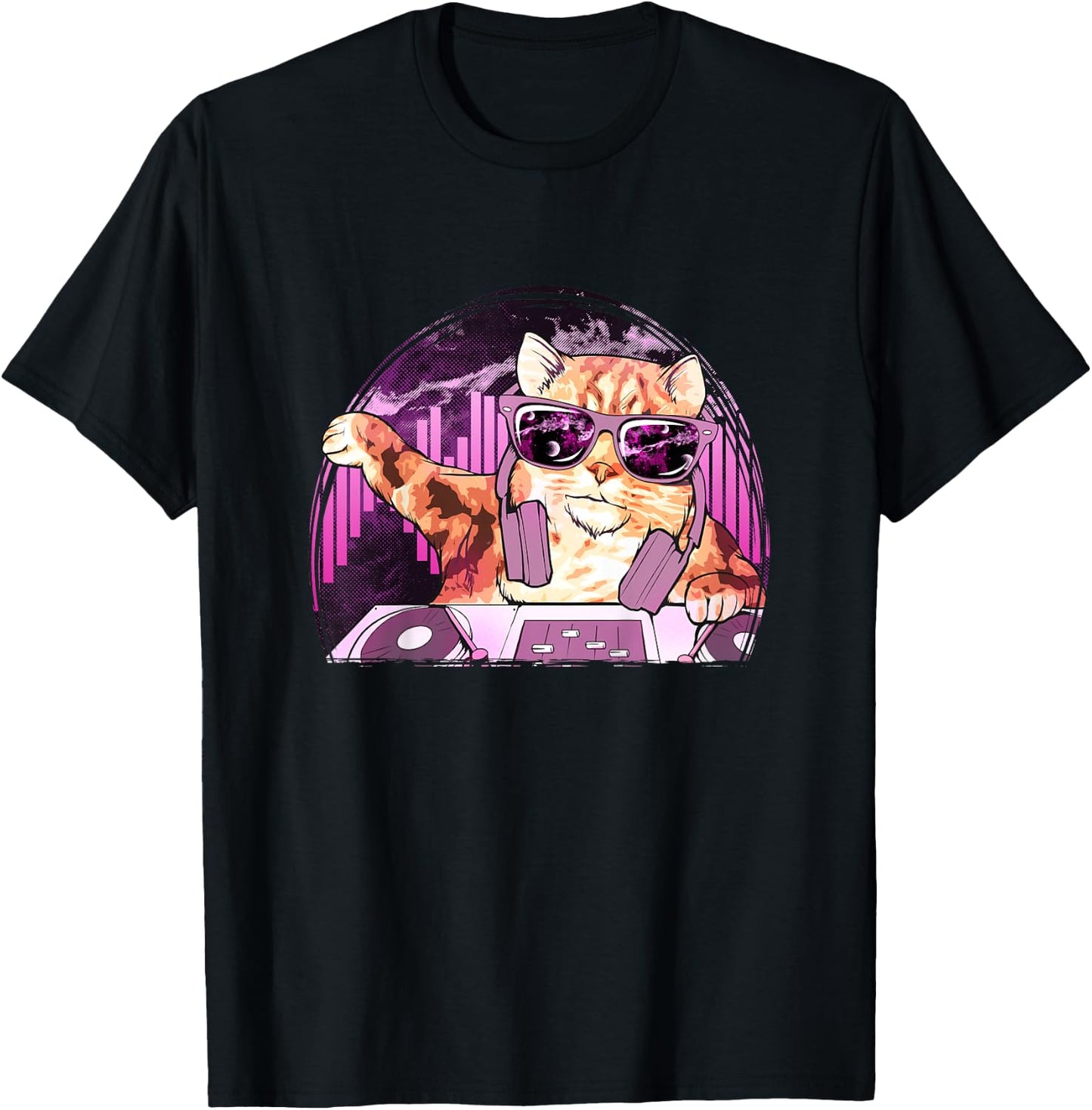 Cat Shirt - Cool Kitty Cat DJ Space Music Kids T-Shirt - T-Shirt | Black