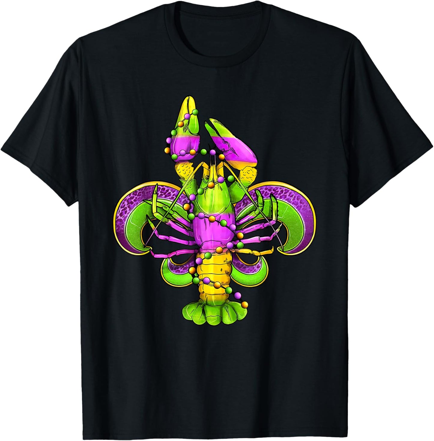 Mardi Gras Fleur De Lis Crawfish Leopard Costume T-Shirt - T-Shirt | Black