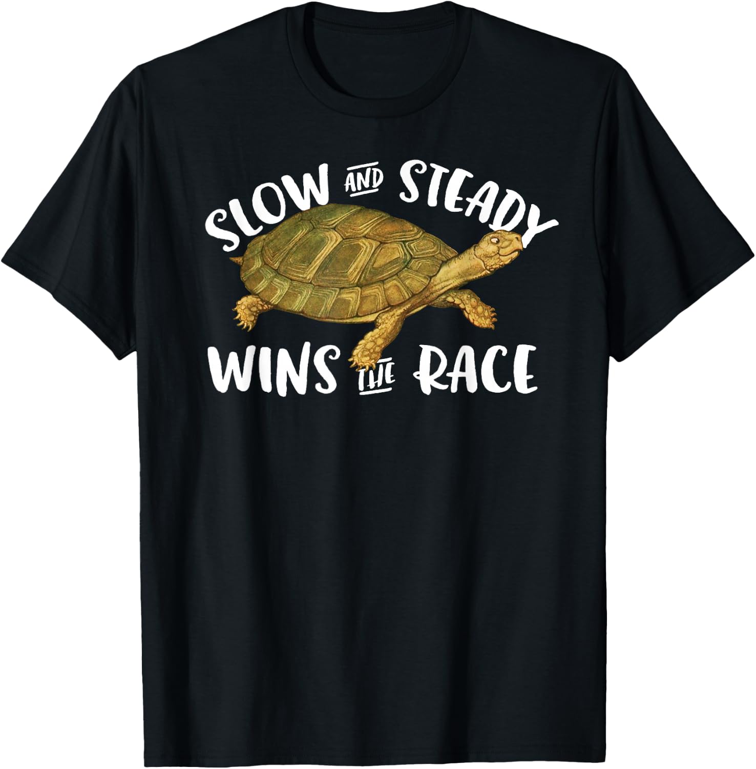 Slow and Steady Wins the Race Tortoise and the Hare Fable T-Shirt - T-Shirt | Black