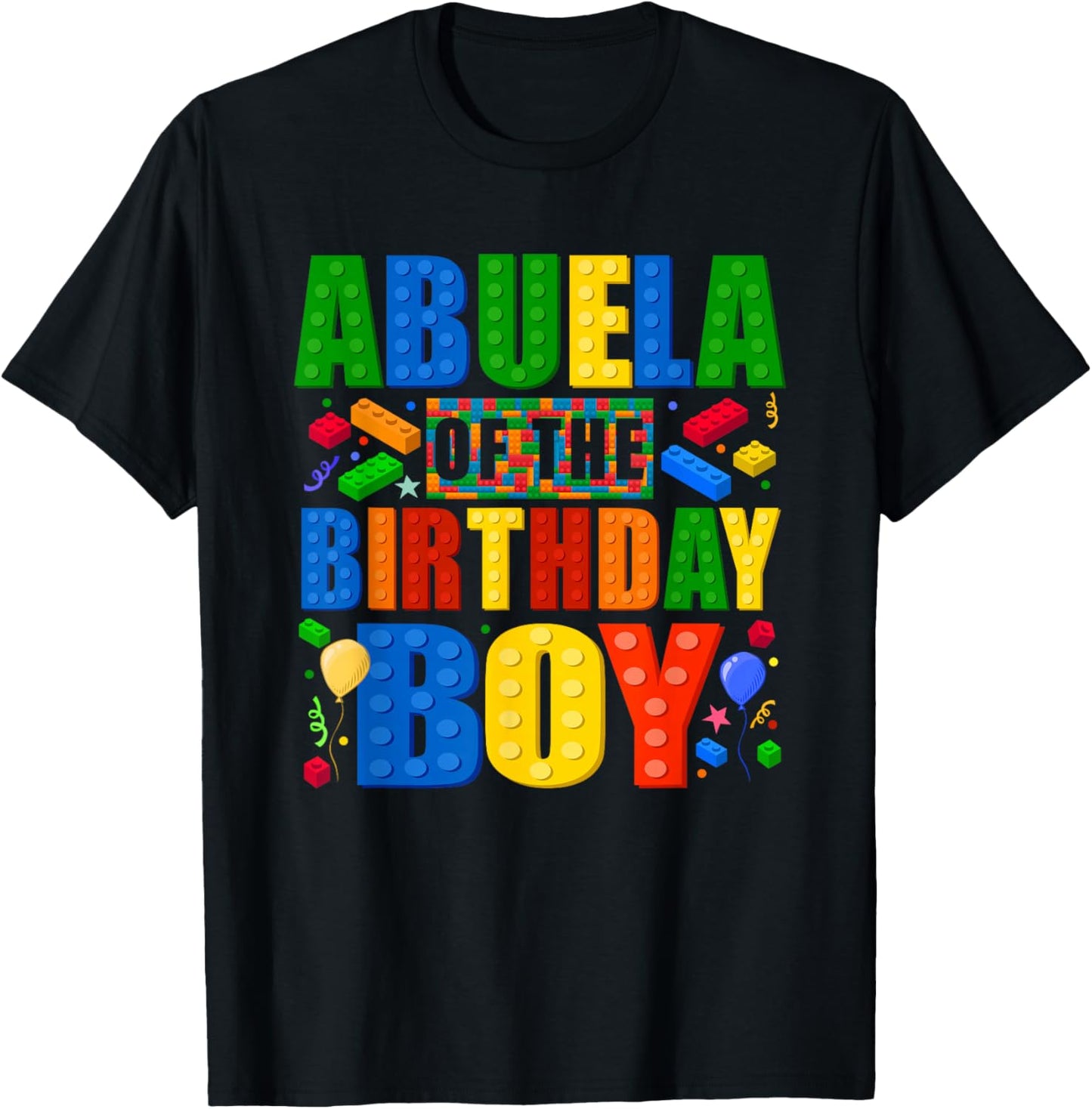 Abuela of The Birthday Boy Building Block Birthday Party T-Shirt - T-Shirt | Black