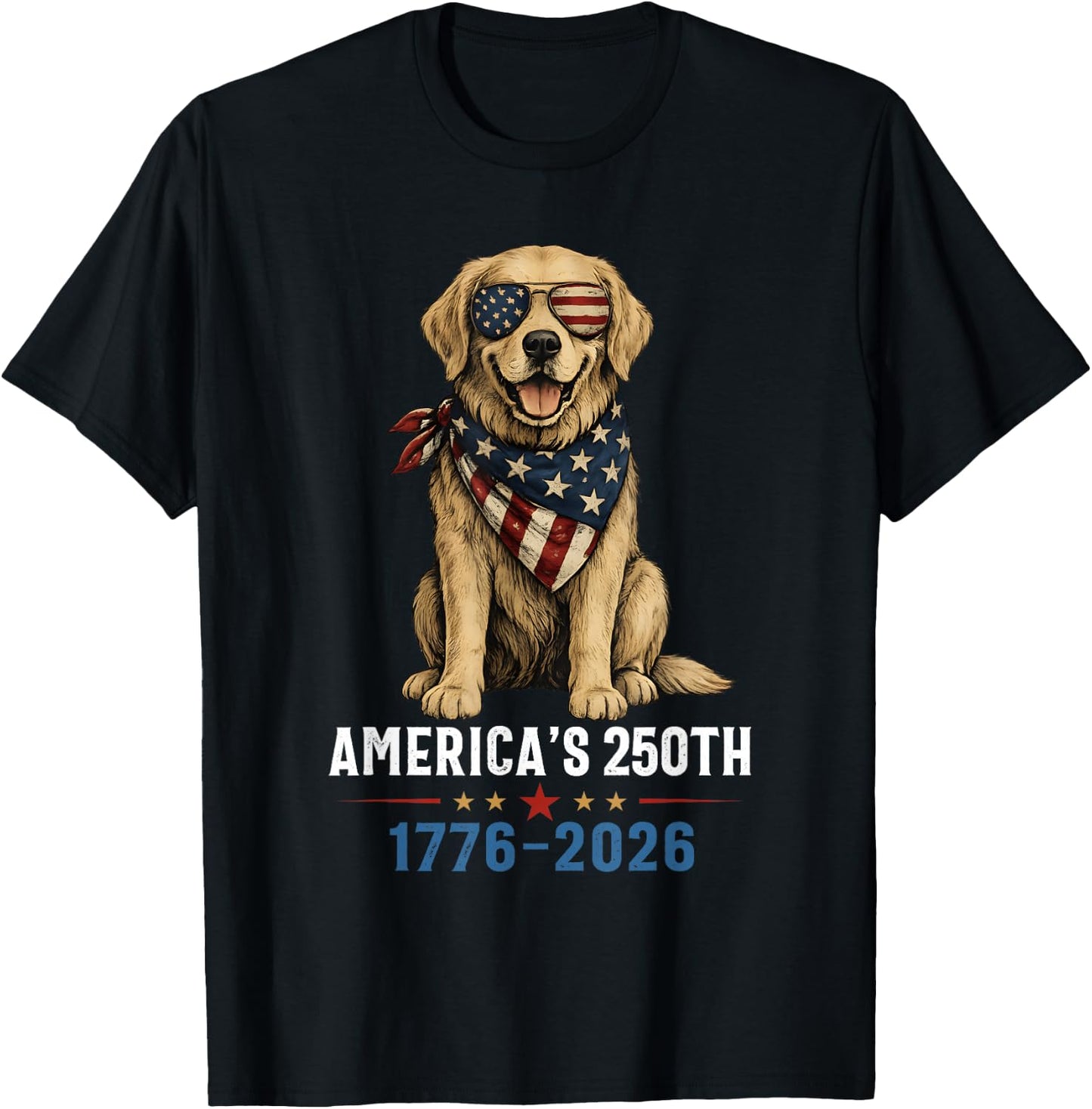 Labrador Retriever America's 250th Anniversary 1776 2026 T-Shirt - T-Shirt | Black
