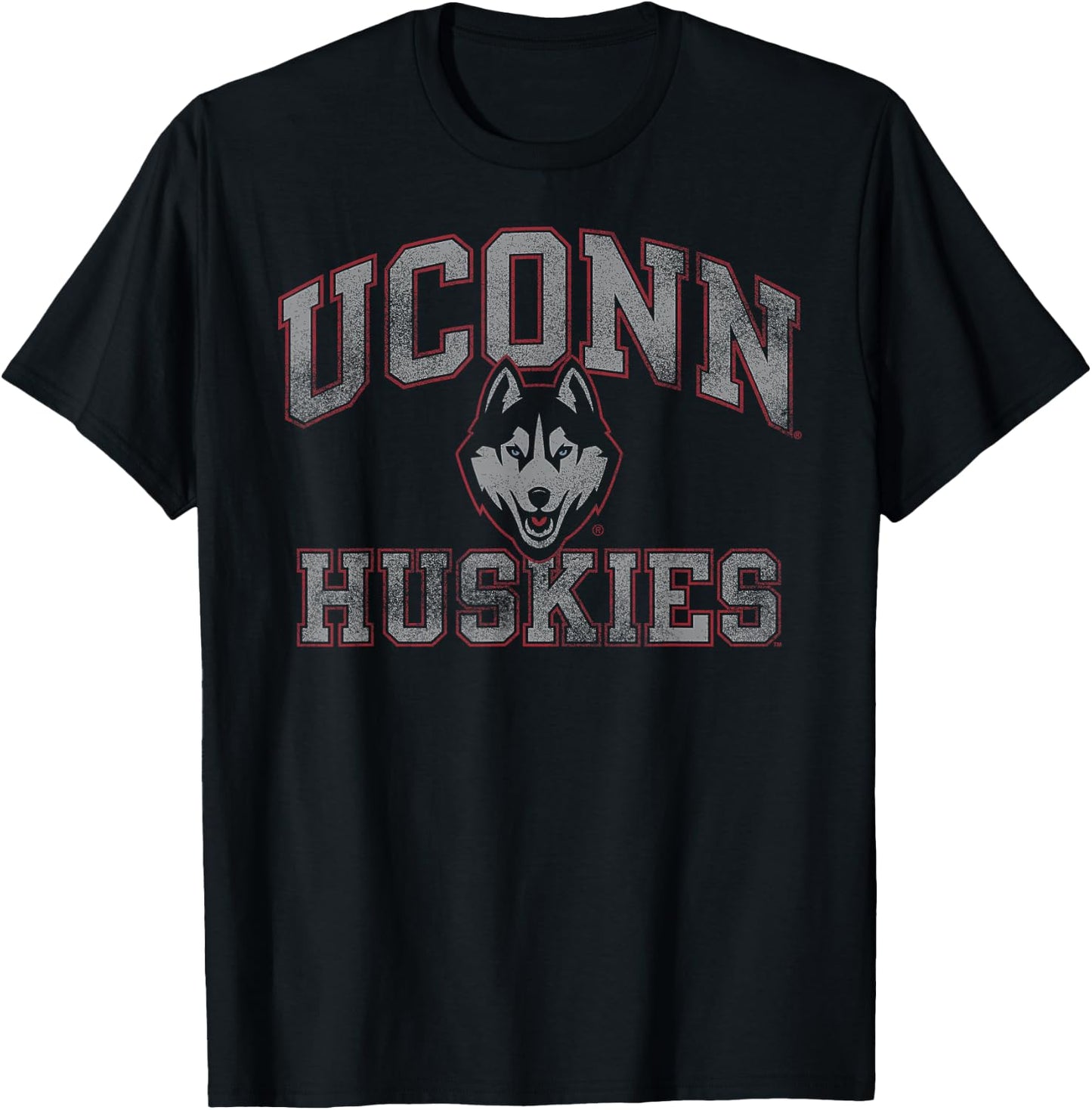 Connecticut Huskies Vintage Worn Navy Officially Licensed T-Shirt - T-Shirt | Black