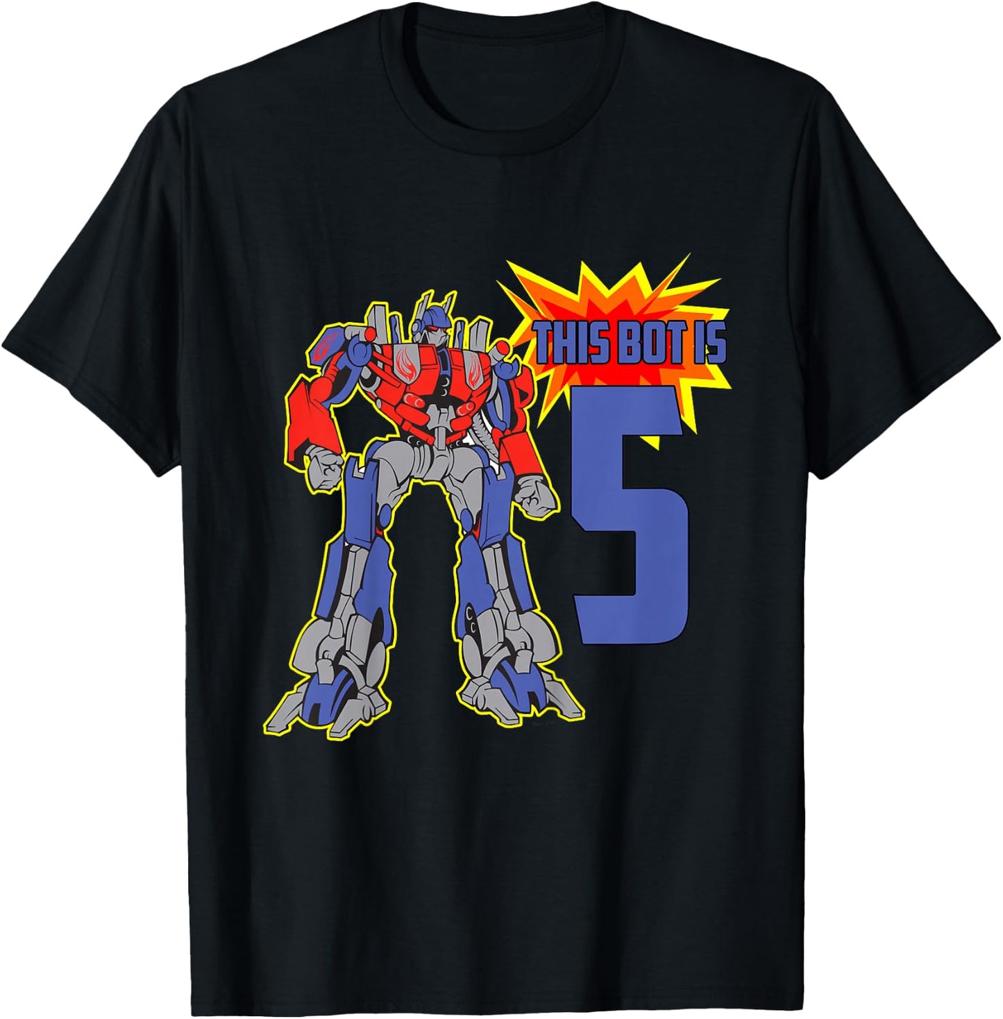 Kids 5th Birthday Bot Robot for 5 Yr Old Boys Girls T-Shirt - T-Shirt | Black