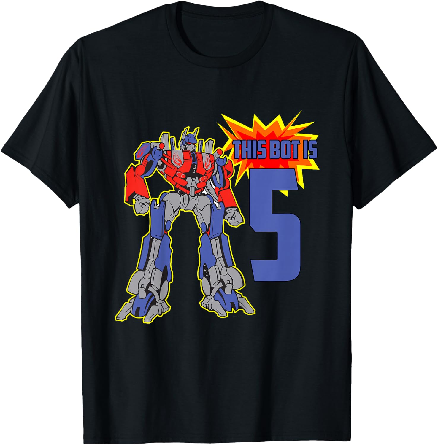 Kids 5th Birthday Bot Robot for 5 Yr Old Boys Girls T-Shirt - T-Shirt | Black