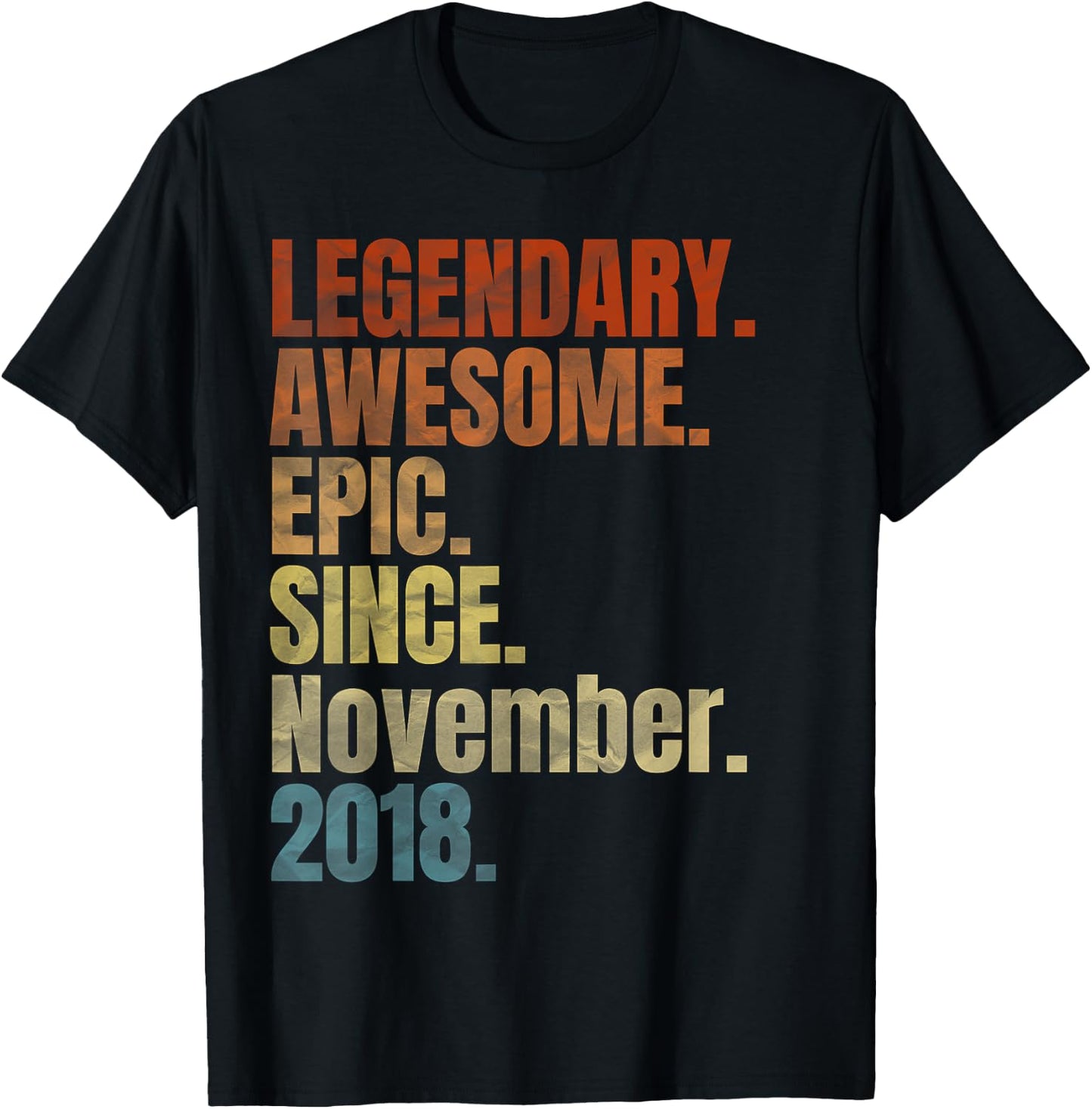 Retro Legendary Since November 2018 T Shirt 1 Years Old T-Shirt - T-Shirt | Black
