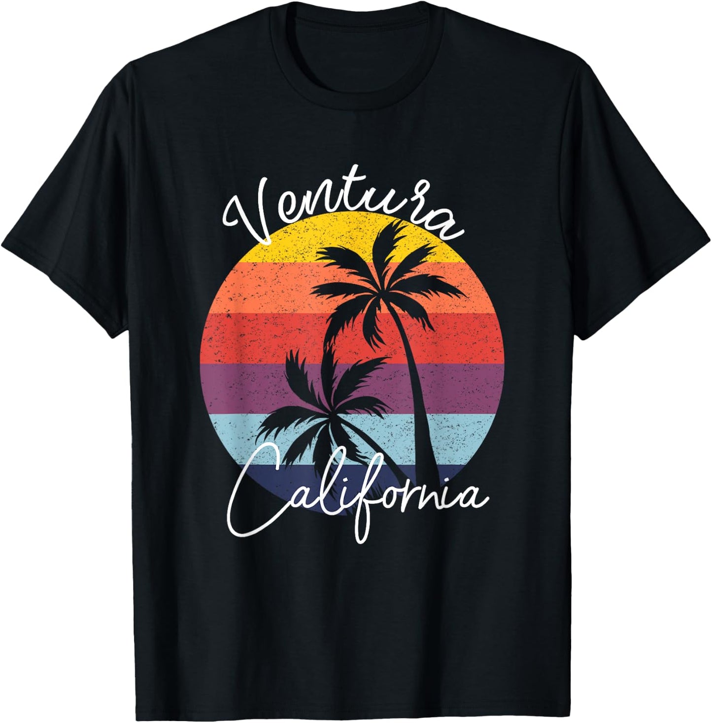 Ventura California Vintage 80's Beach Sunset Surfer Gift T-Shirt - T-Shirt | Black