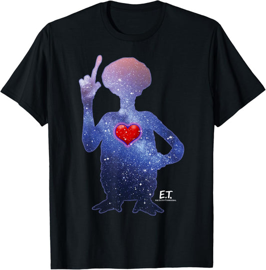E.T. Terrestrial Universe Silhouette Heart Graphic T-Shirt - T-Shirt | Black