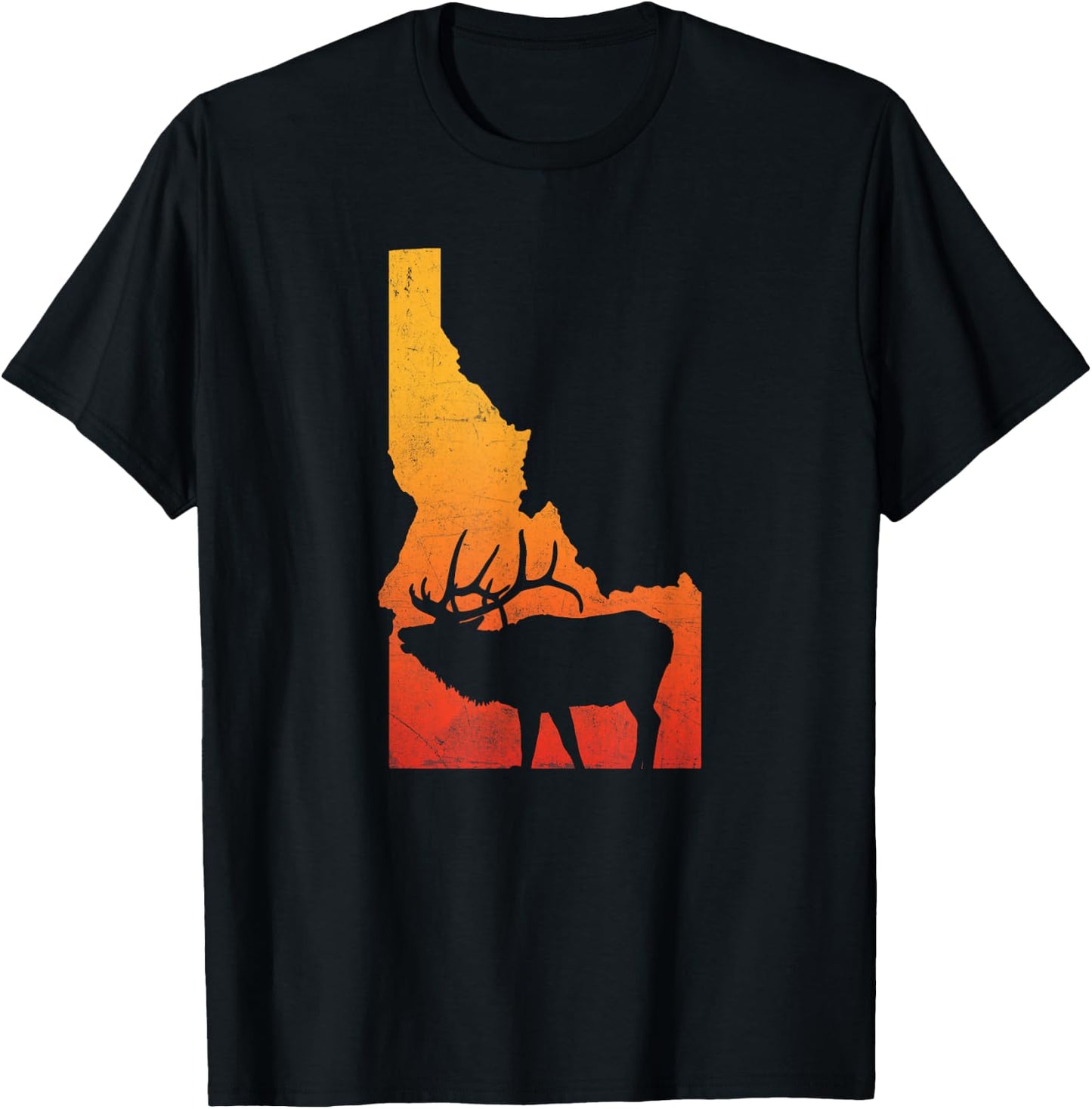 Vintage Idaho Elk Retro Outdoors Hunting T-Shirt - T-Shirt | Black