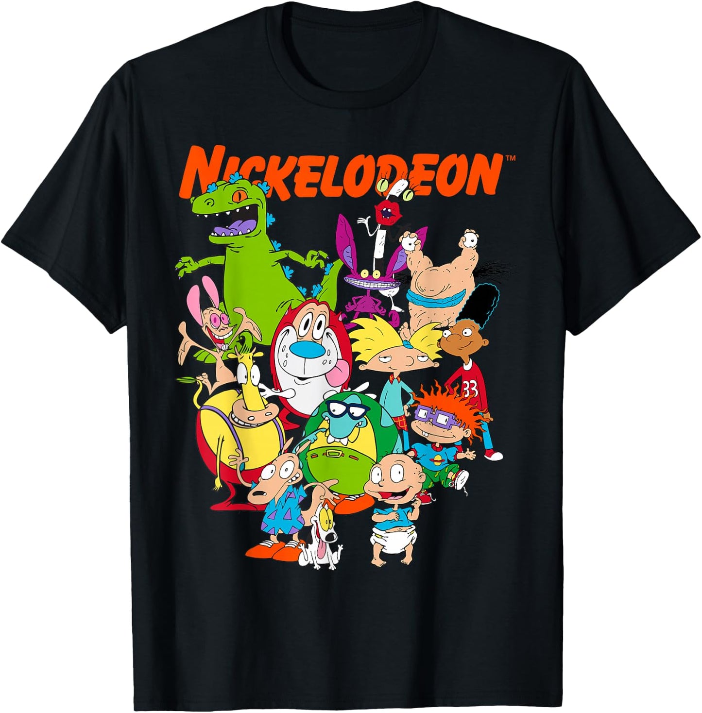 Nickelodeon Group Shot All Retro 90s Characters T-Shirt - T-Shirt | Black