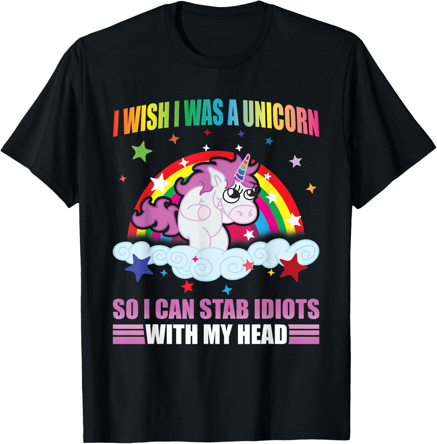 I Wish I Was A Unicorn Funny Unicorn I Hate People Unicorns T-Shirt - T-Shirt | Black