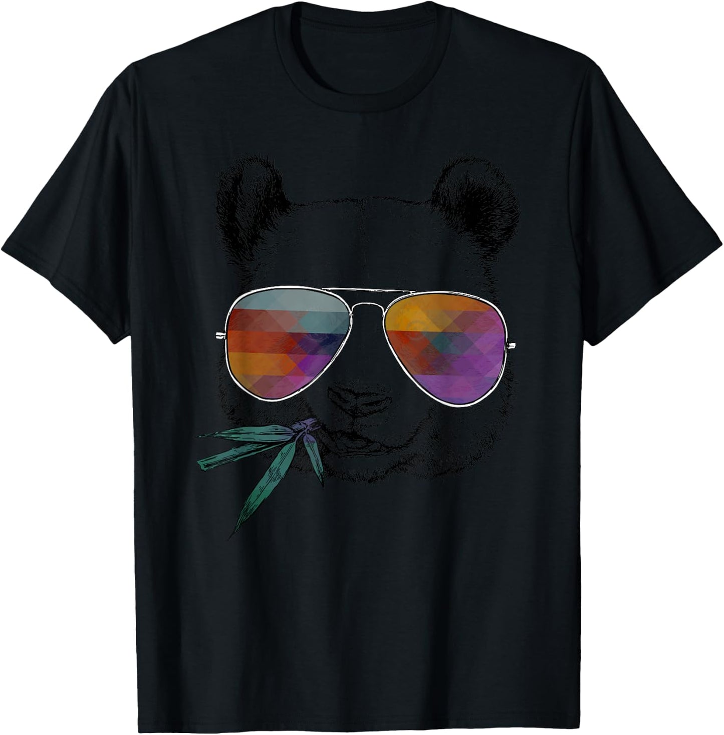 Coole Portrts von lustigen Tieren in Brillen - Cool Panda - Funny Panda Bear with Sunglasses -Adults - Grey - Small - Short Sleeve - Classic Fit - Cotton, Polyester T-Shirt - T-Shirt | Black