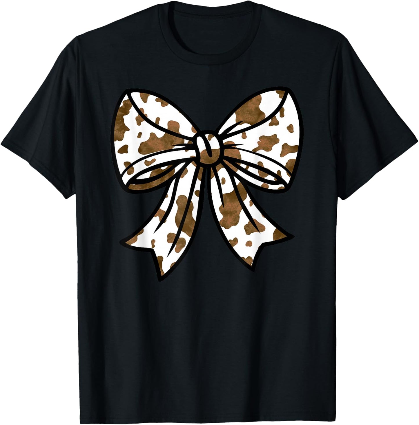 cow BROWN Bow T-Shirt - T-Shirt | Black