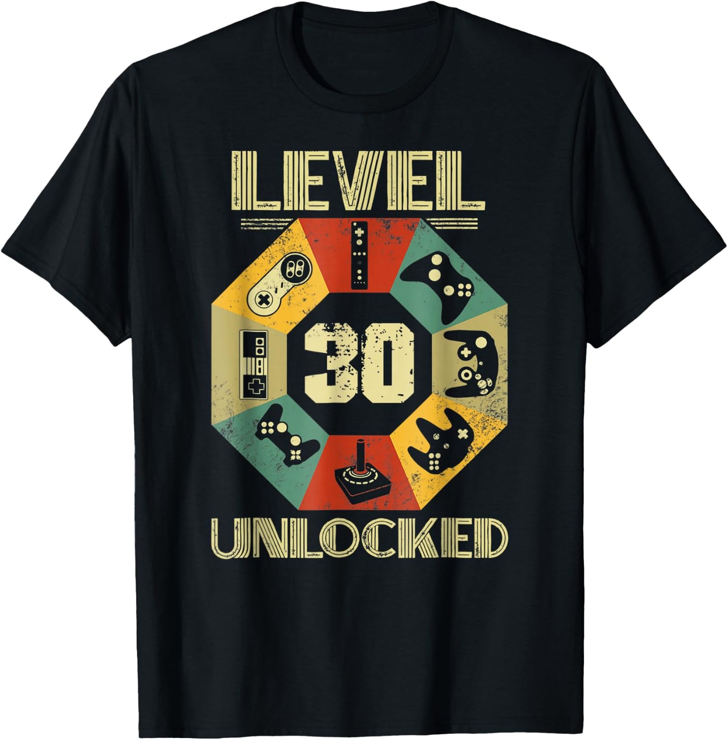 Level 30 Unlocked Video Gamer 30th Birthday T-Shirt - T-Shirt | Black