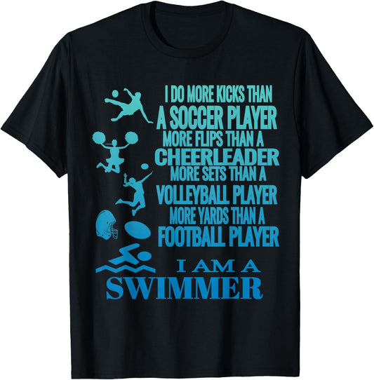 I Am A Swimmer T Shirt Funny Swim Swimming Cool Practice T-Shirt - T-Shirt | Black