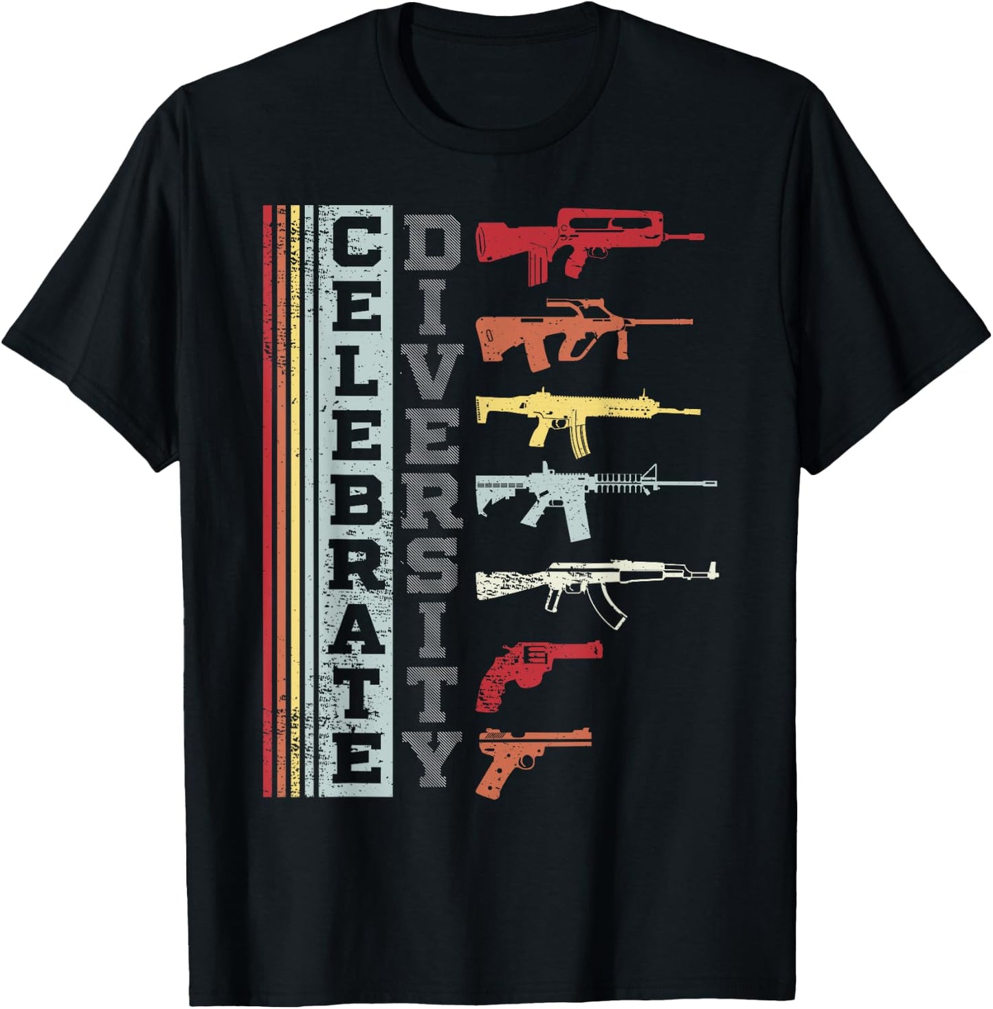 Celebrate Diversity Different Gun | Gun Lovers Gift T-Shirt - T-Shirt | Black