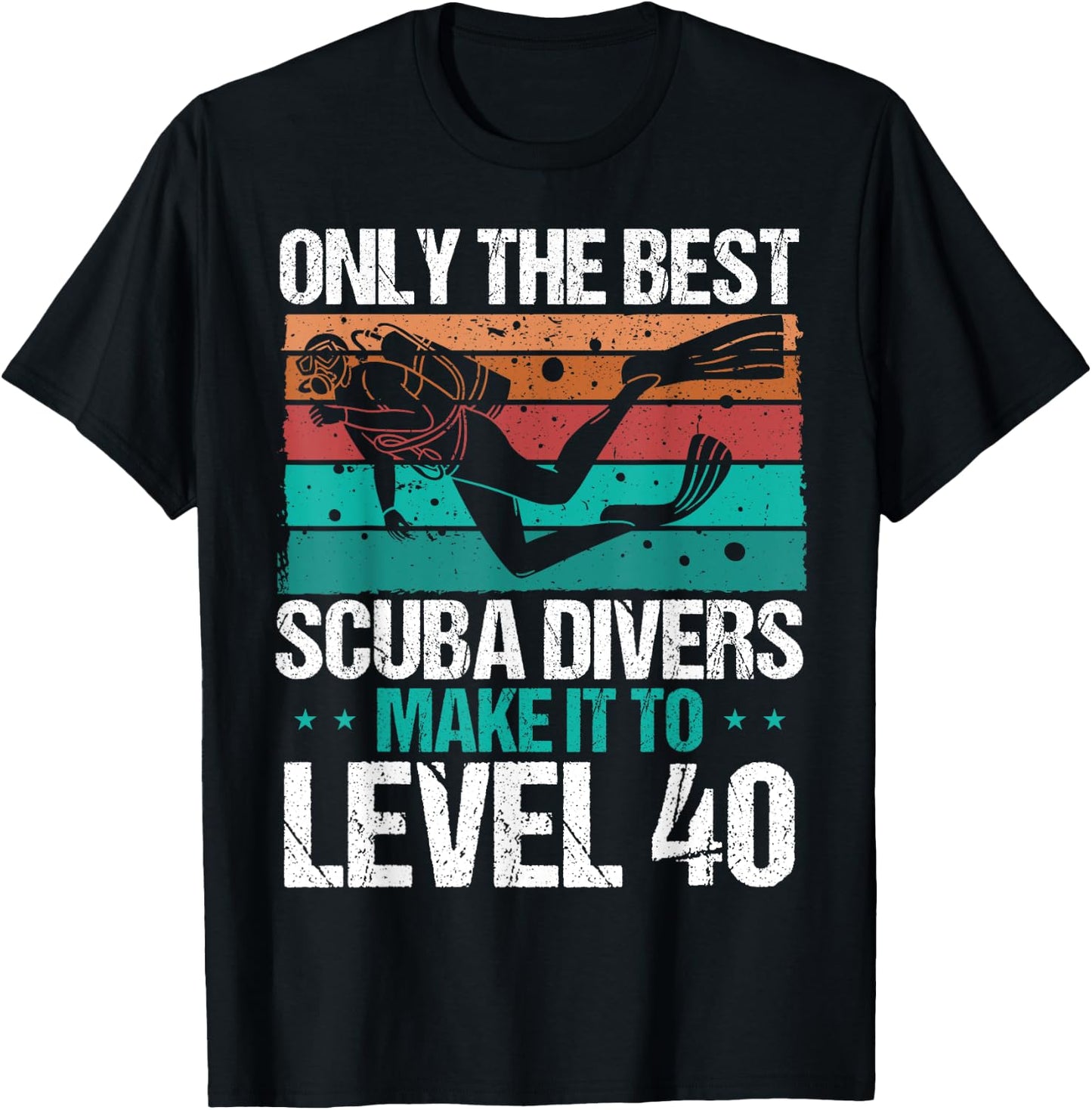 40 Birthday Scuba Diving Level 40 Year Old Diver Snorkeling T-Shirt - T-Shirt | Black