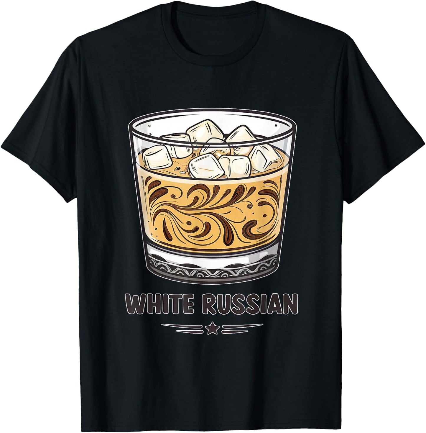 White Russian Cocktail Art Graphic T-Shirt - T-Shirt | Black