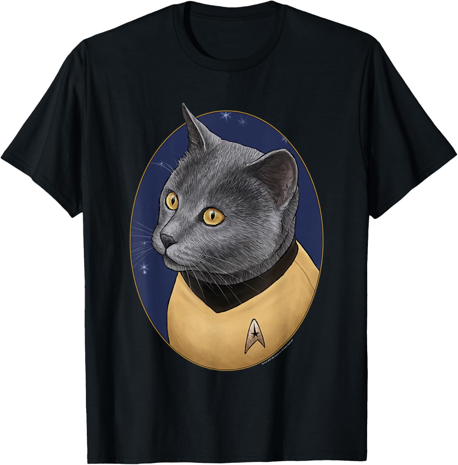 Star Trek: The Original Series Ensign Chekov Cat Portrait T-Shirt - T-Shirt | Black