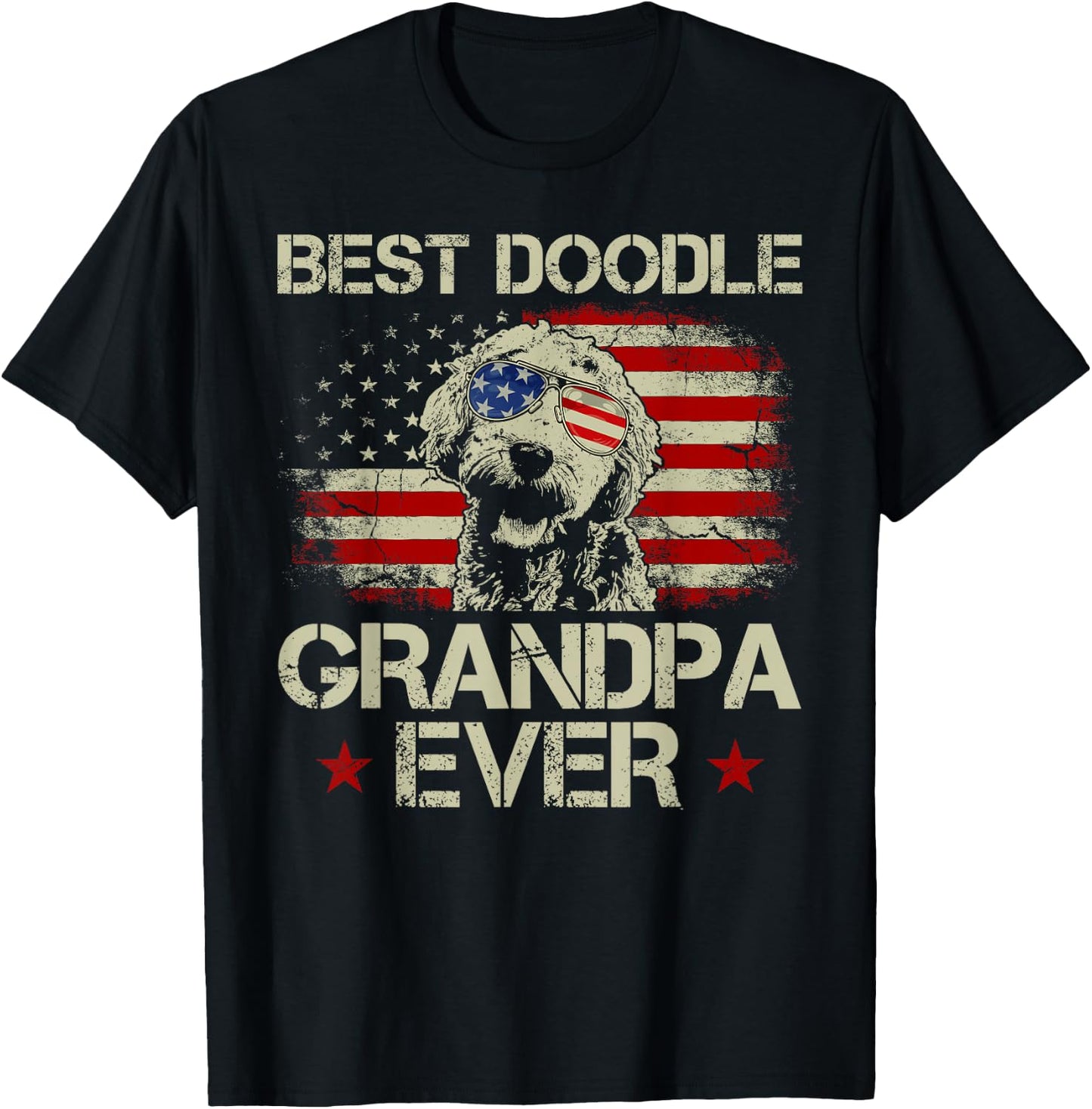 Best Doodle Grandpa Ever Shirt Goldendoodle 4th Of July Gift Men T-Shirt - T-Shirt | Black