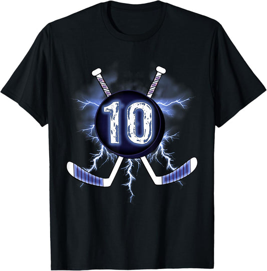 10th Birthday - Ice Hockey 10 years old T-Shirt - T-Shirt | Black