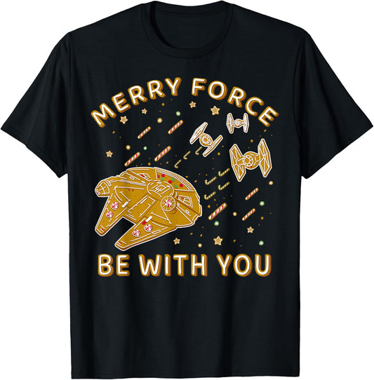 Star Wars Christmas Merry Force Be With You Cookies T-Shirt - T-Shirt | Black