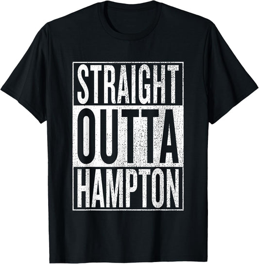 Straight Outta Hampton Great Travel & Gift T-Shirt - T-Shirt | Black