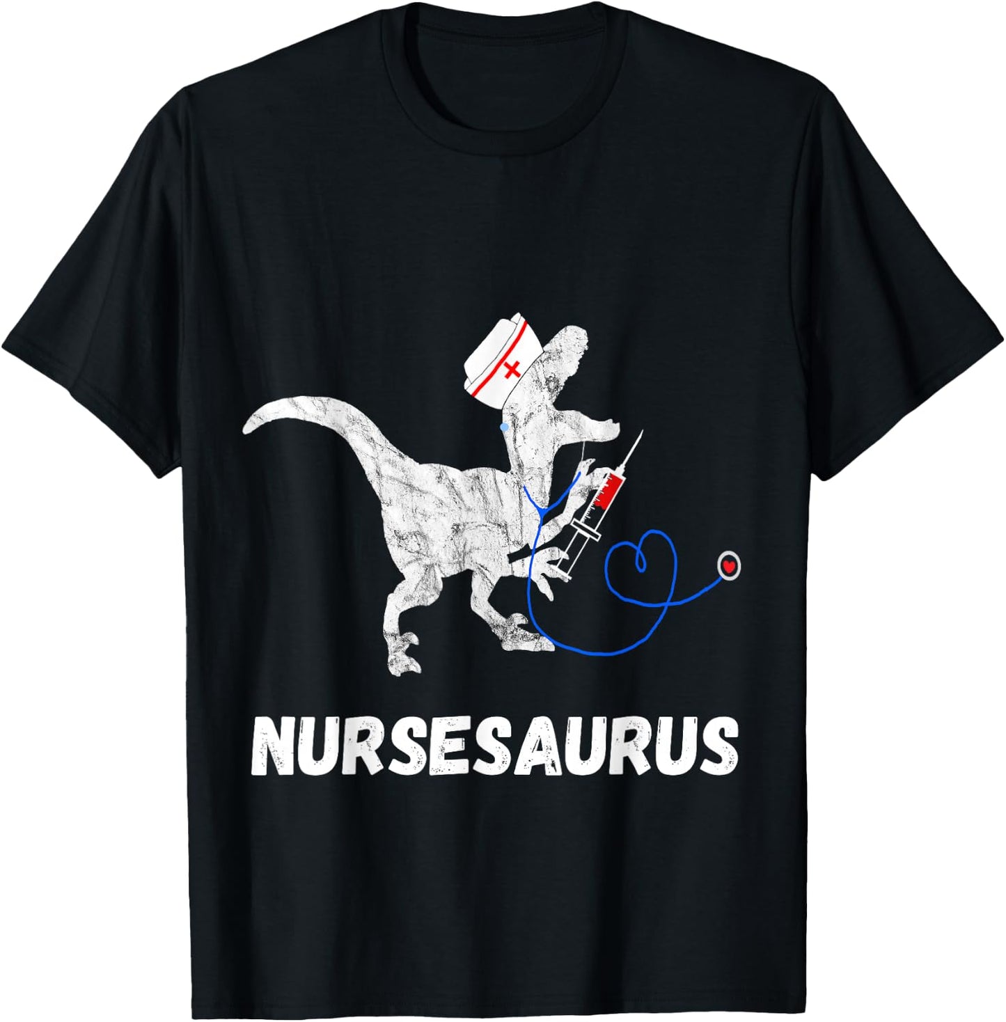 Nurse Dinosaur Funny Doctor Dino Doctor T-Rex T-Shirt - T-Shirt | Black