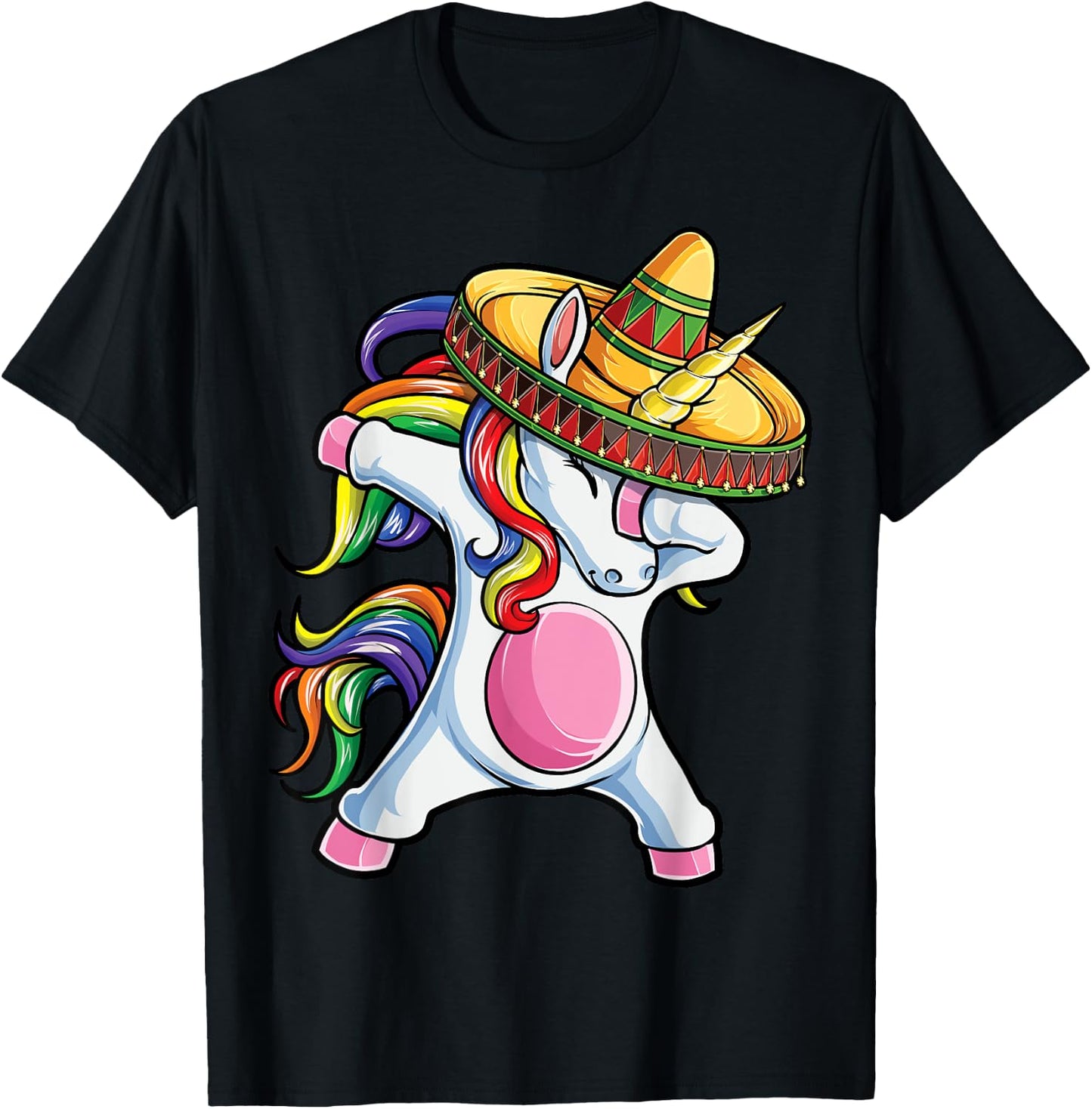 Dabbing Unicorn Shirt Cinco de Mayo Kids Girls Women Mexican T-Shirt - T-Shirt | Black
