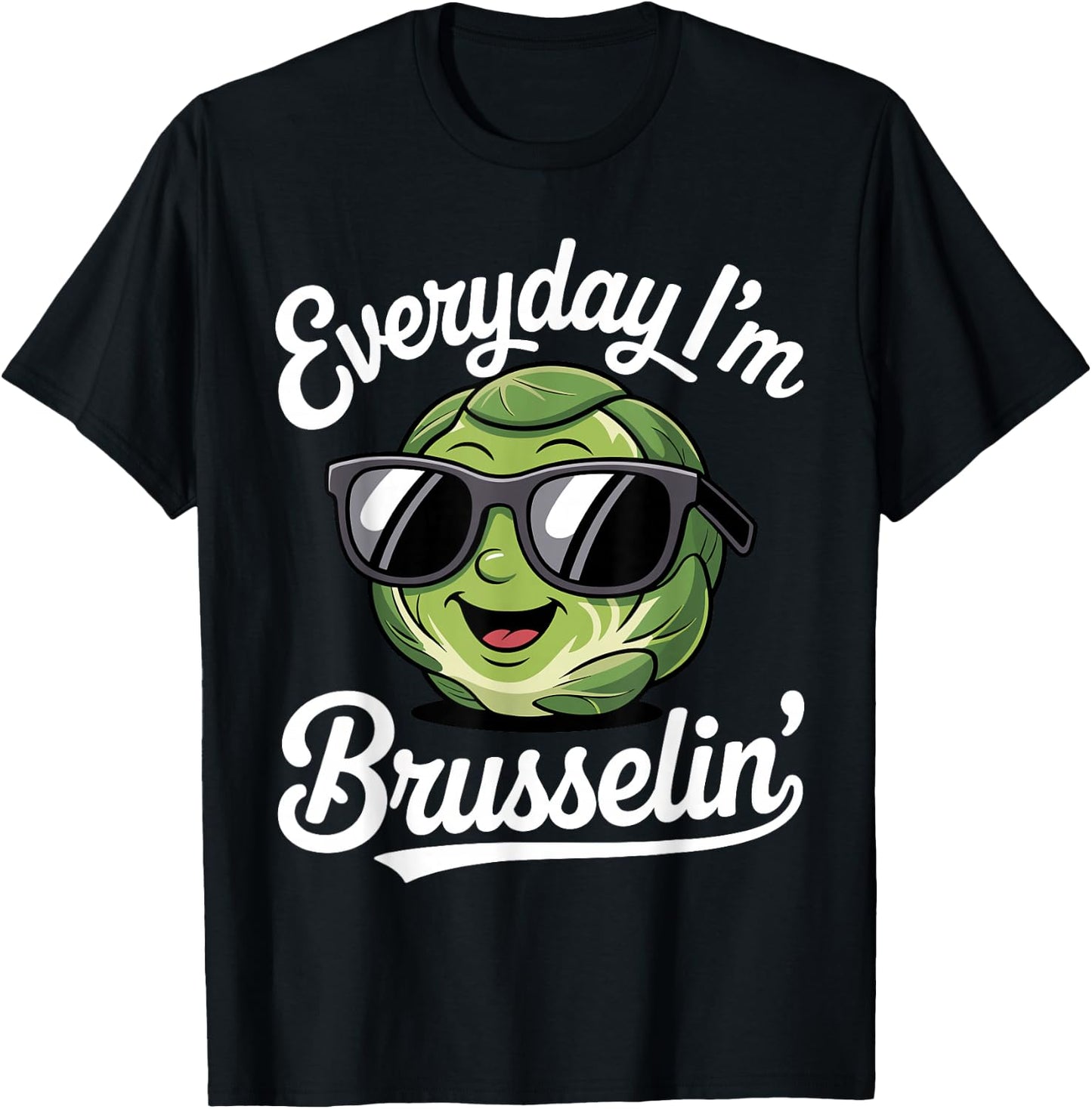 Funny Brussels Sprout Art Women Kids Vegetable Lover T-Shirt - T-Shirt | Black