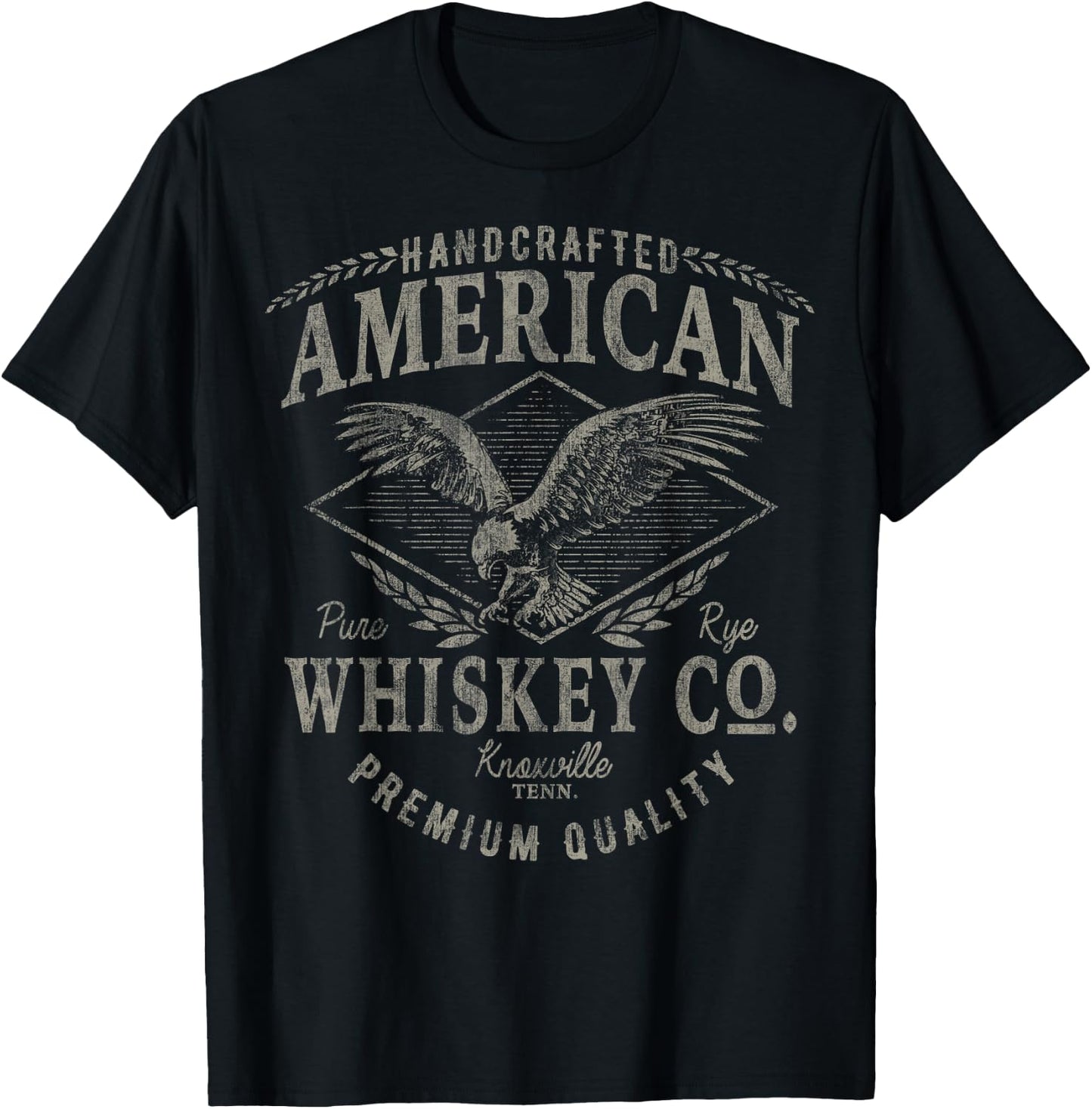 Handcrafted American Whiskey Eagle Vintage T-Shirt - T-Shirt | Black