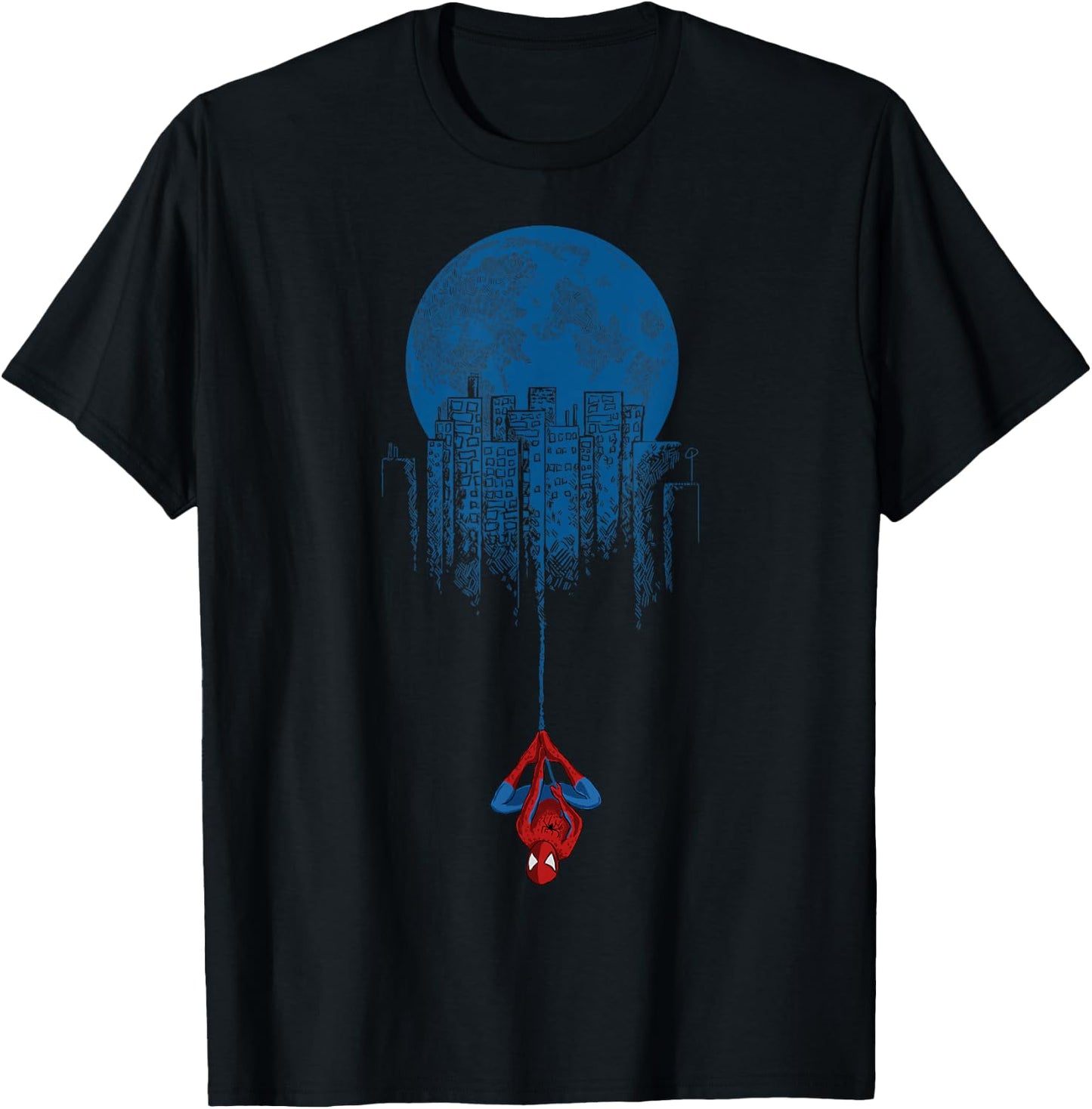 Marvel Spider-Man Blue Steel Moon Hang Graphic T-Shirt - T-Shirt | Black