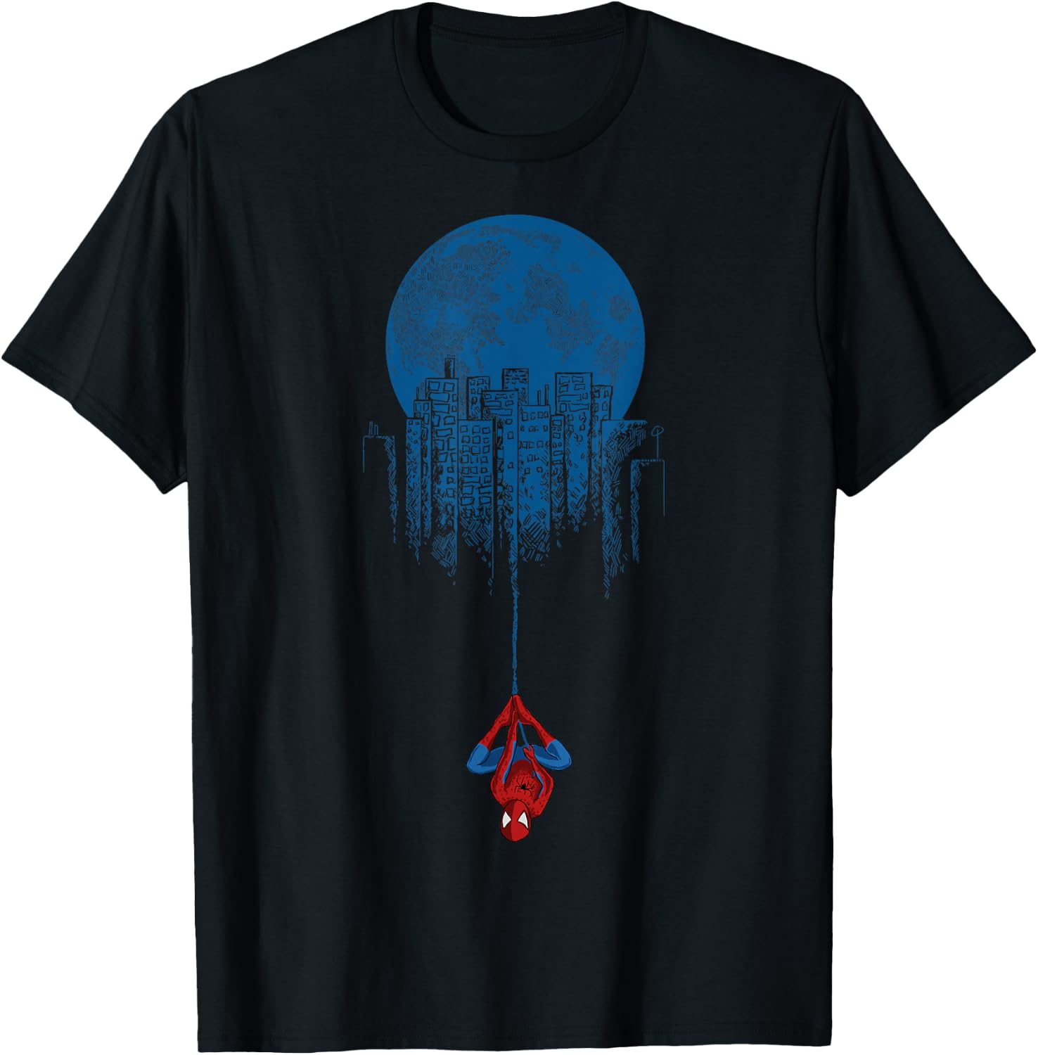 Marvel Spider-Man Blue Steel Moon Hang Graphic T-Shirt - T-Shirt | Black