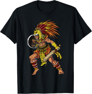 Aztec Jaguar Warrior Ancient Aztec Civilization T-Shirt - T-Shirt | Black