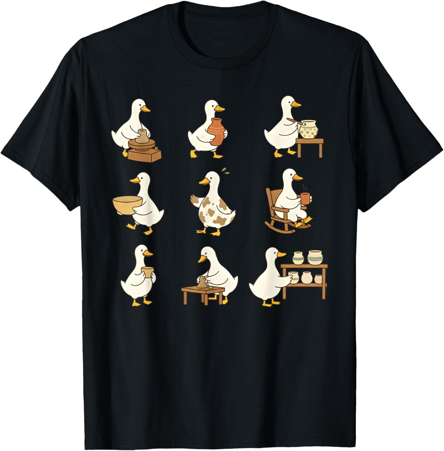 Cute Goose Pottery Ceramic Artist Wheel Throwing Clay Lovers T-Shirt - T-Shirt | Black