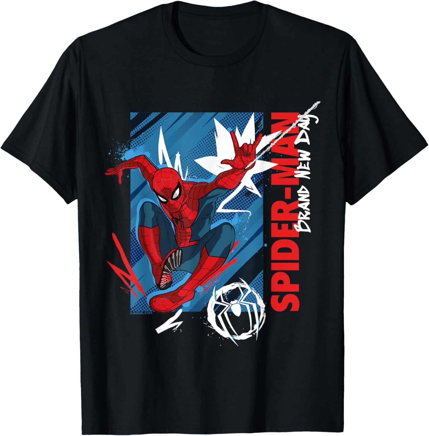 Marvel Spider-Man: New Day Spidey Urban Swing Poster T-Shirt - T-Shirt | Black